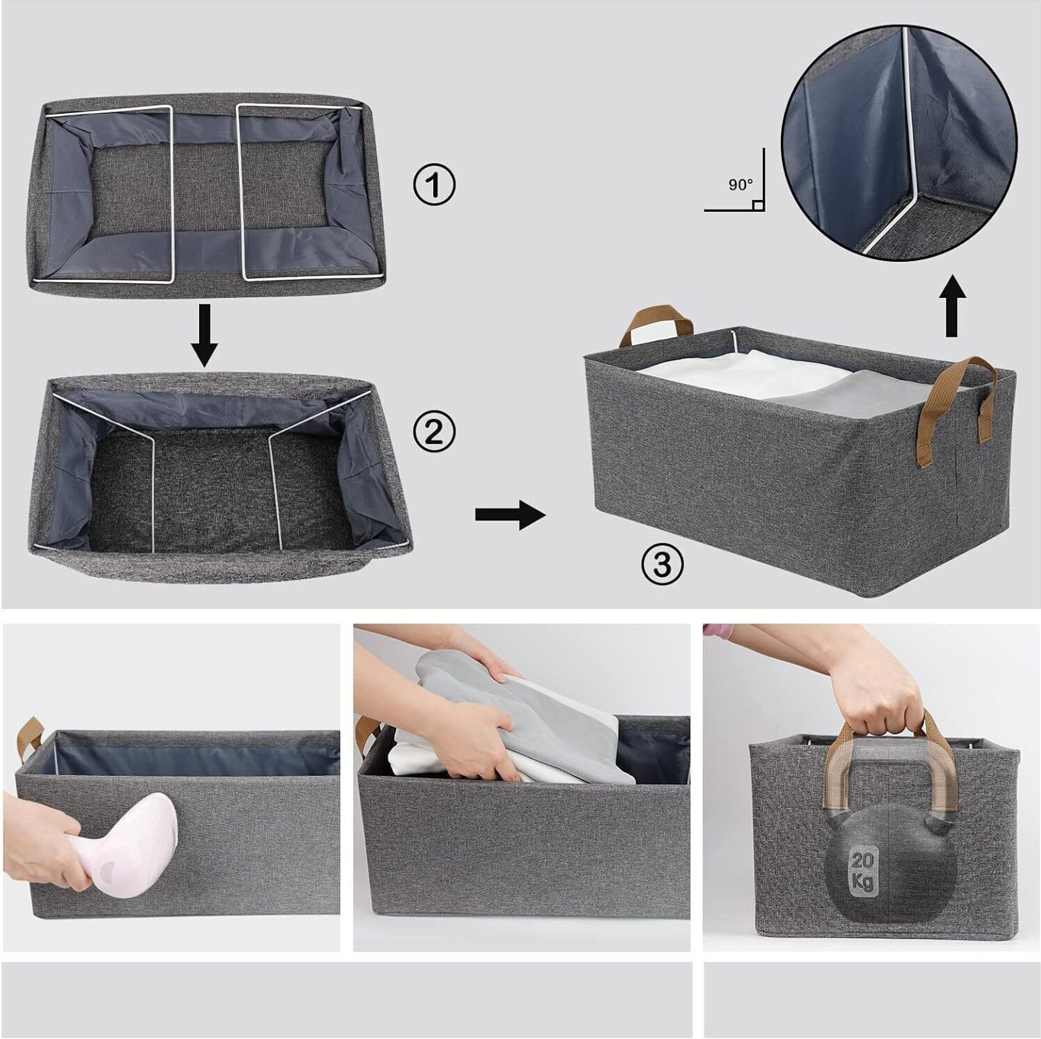 Image of VENDIFY Storage Box For Clothes 26L PACK OF 4 Metal Frame Wardrobe Organizer for Clothes Storage Box