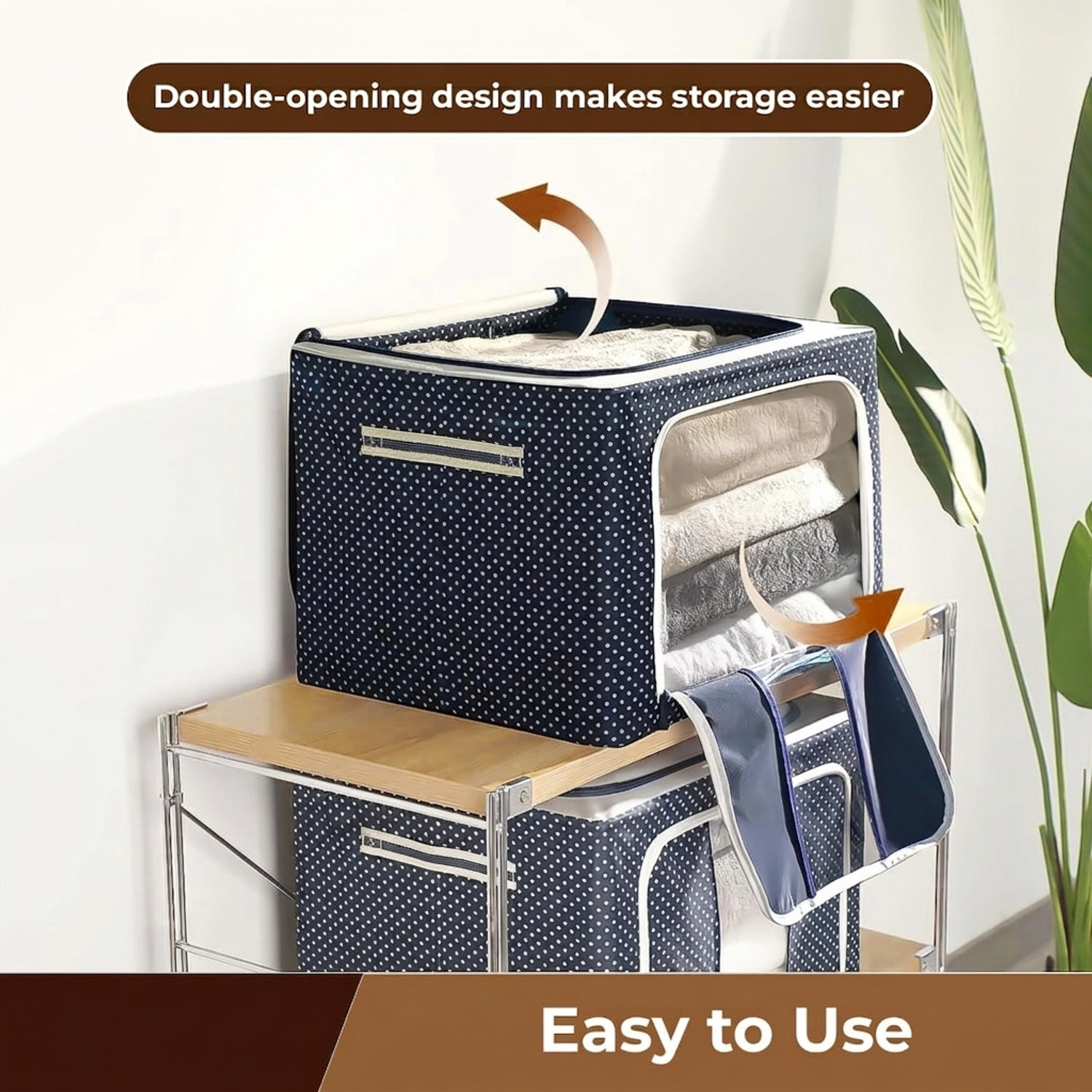 Image of RAIYARAJ Clothes Storage Organizer Bins Containers, Storage Bins Cloth Steel Frame Box Storage Box