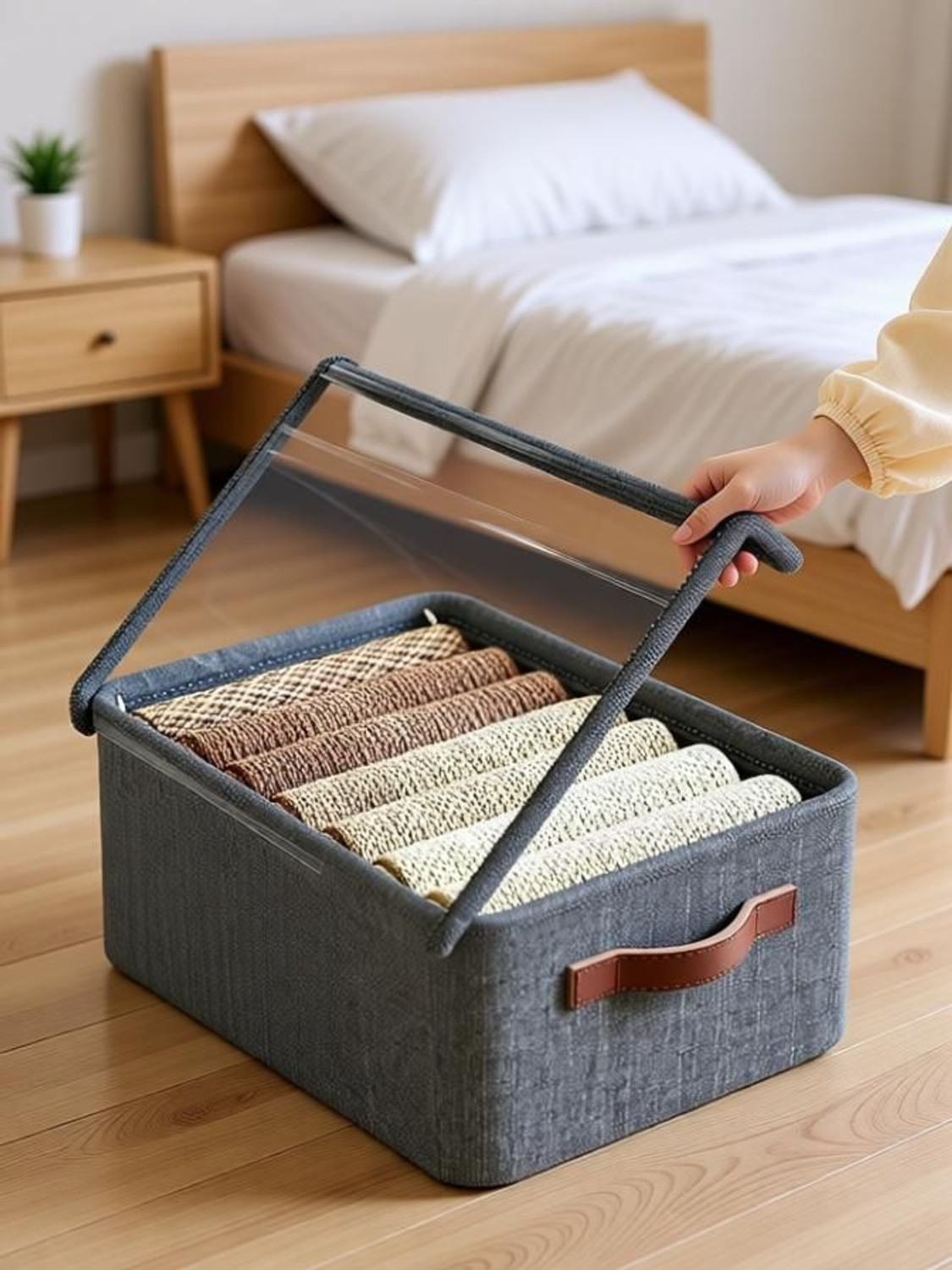 Image of INJOFASH Storage Box for Clothes Foldable Cupboard Organizer for Clothes Storage Box