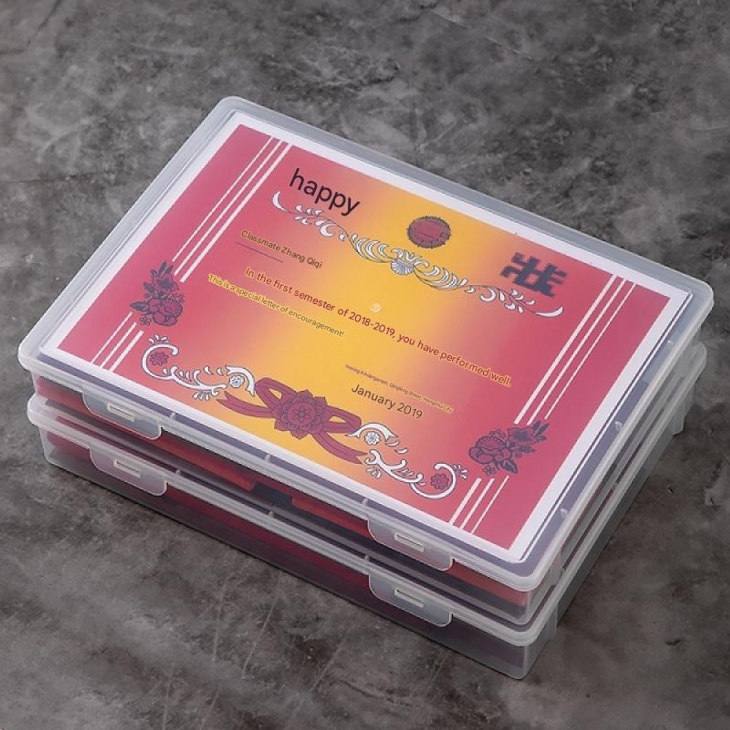 Image of DOMVIQUE A4 Size Storage Box | Durable Plastic Document Organizer Box with Lid Storage Box