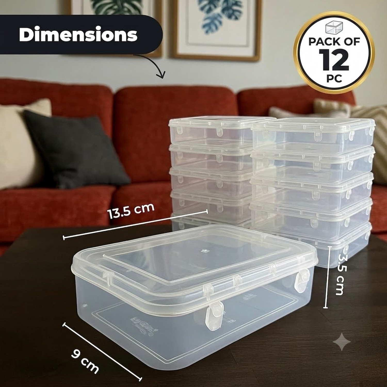 Image of Eos 600 ML Clear Plastic Storage Box 12 PC - BPA-Free, Pantry & Fridge Organization Storage Box (White)