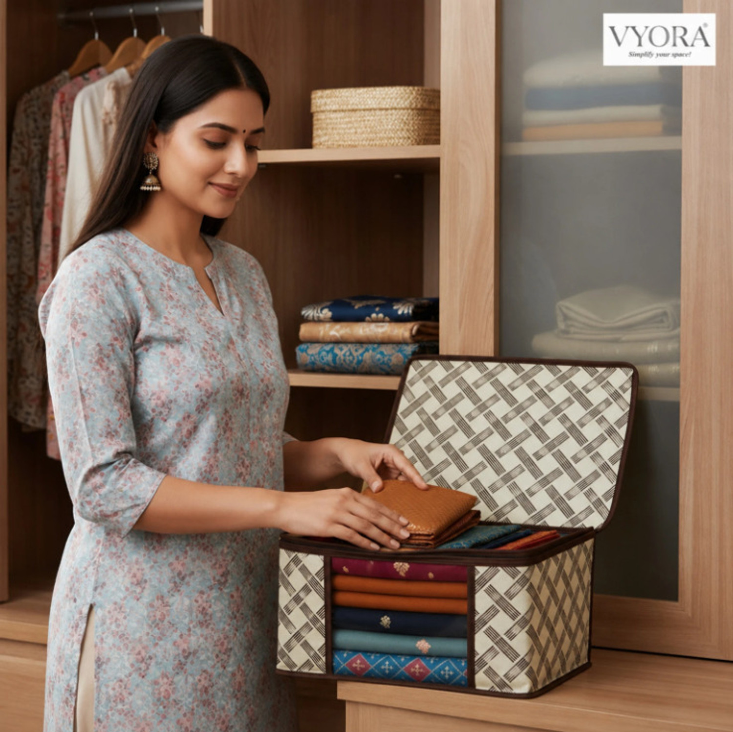 Image of VYORA Saree Cover clothes Garment Organizer Pack of 5 Storage Box