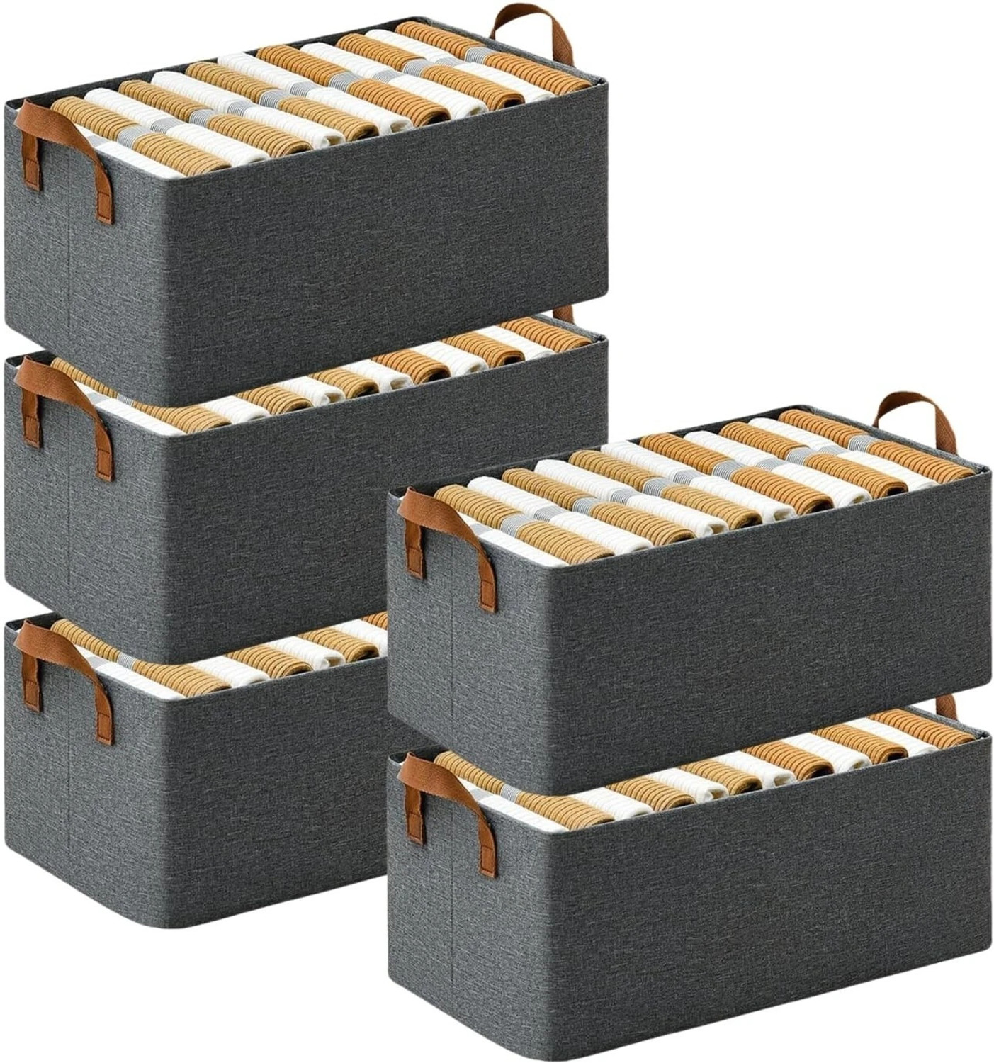 Image of VENDIFY Storage Box For Clothes 26L PACK OF 5 Metal Frame Wardrobe Organizer for Clothes Storage Box