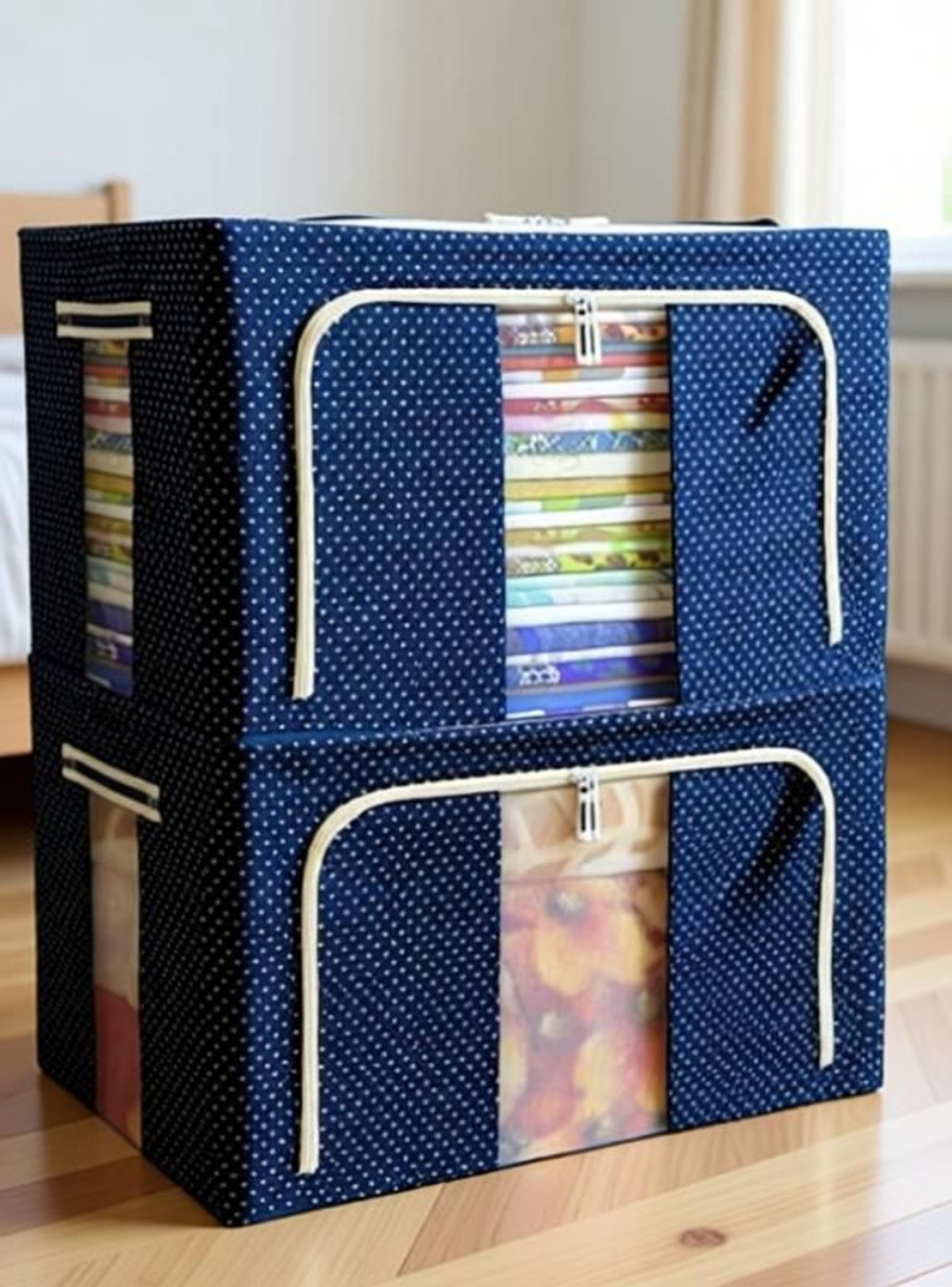 Image of RAIYARAJ Clothes Storage Organizer Bins Containers, Storage Bins Cloth Steel Frame Box Storage Box