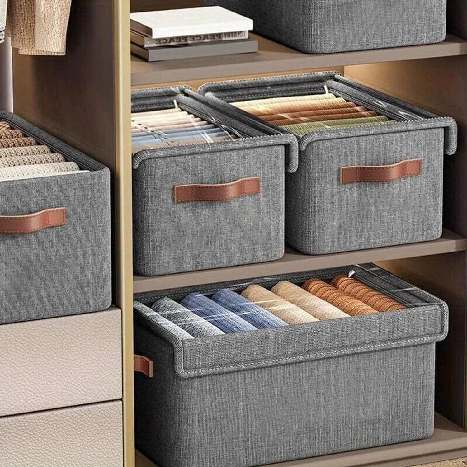 Image of INJOFASH Storage Box for Clothes Foldable Cupboard Organizer for Clothes Storage Box