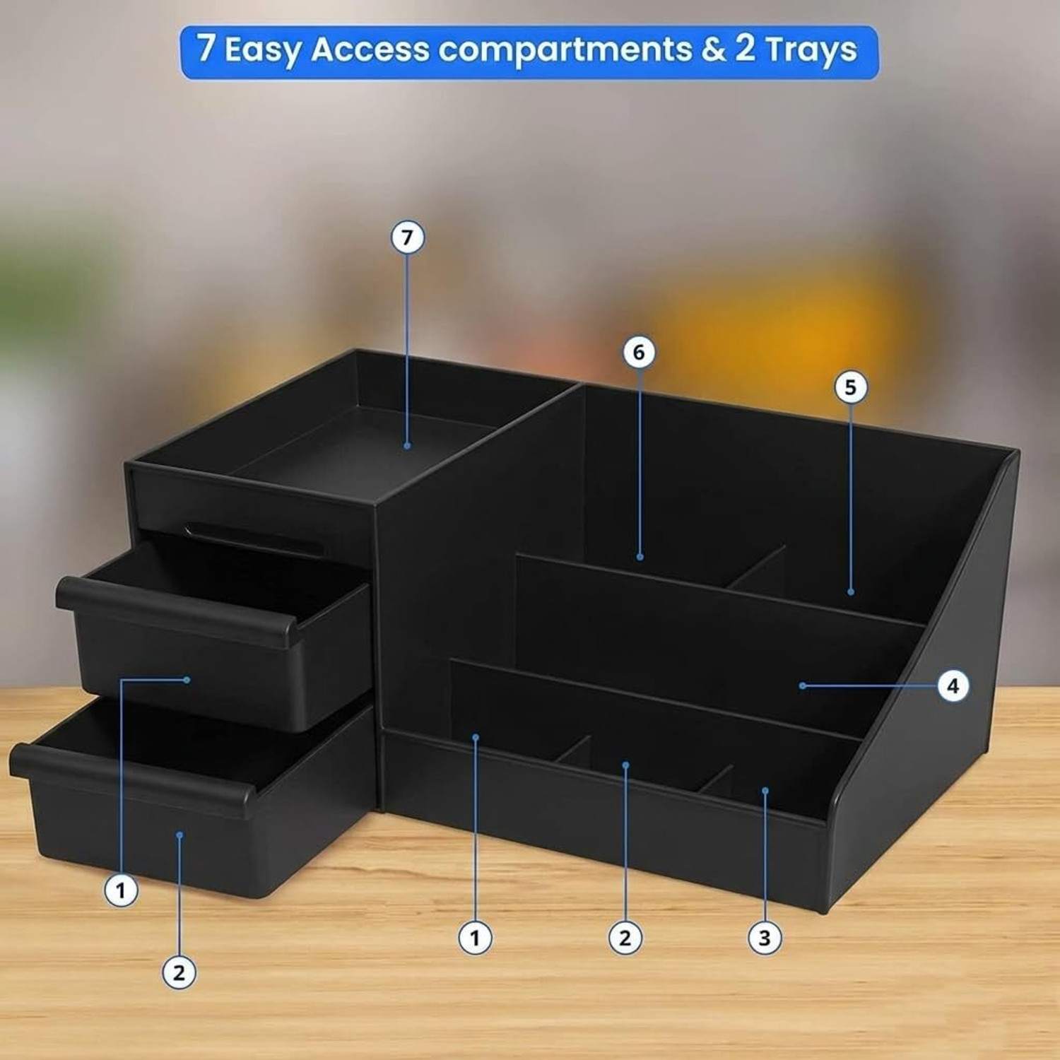 Image of PROTOWARE Makeup Organizer with Drawers, Vanity Organiser Cosmetics box for Dressing Table Storage Box