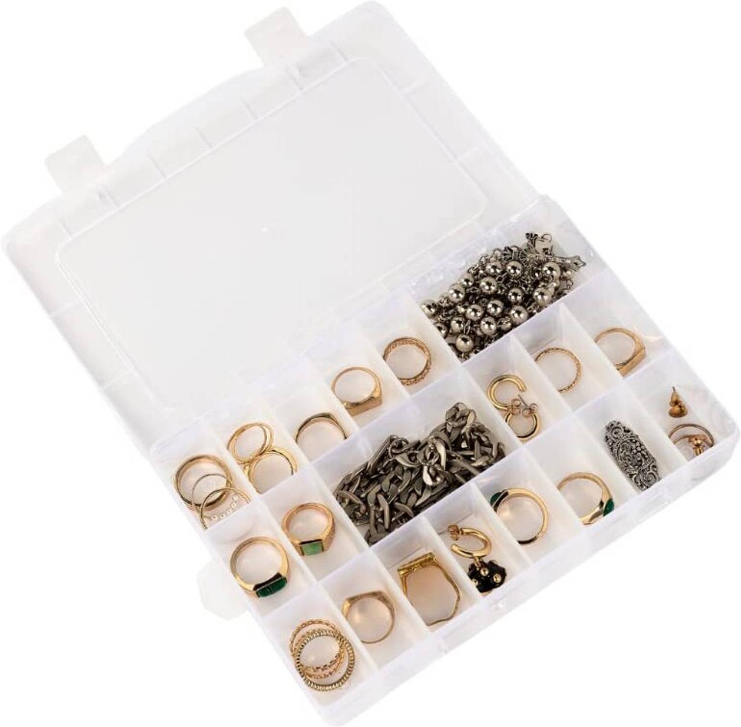 Bulfyss 24 Grid Cells Plastic Transparent Multipurpose Jewelry Organizer Storage Box Storage Box