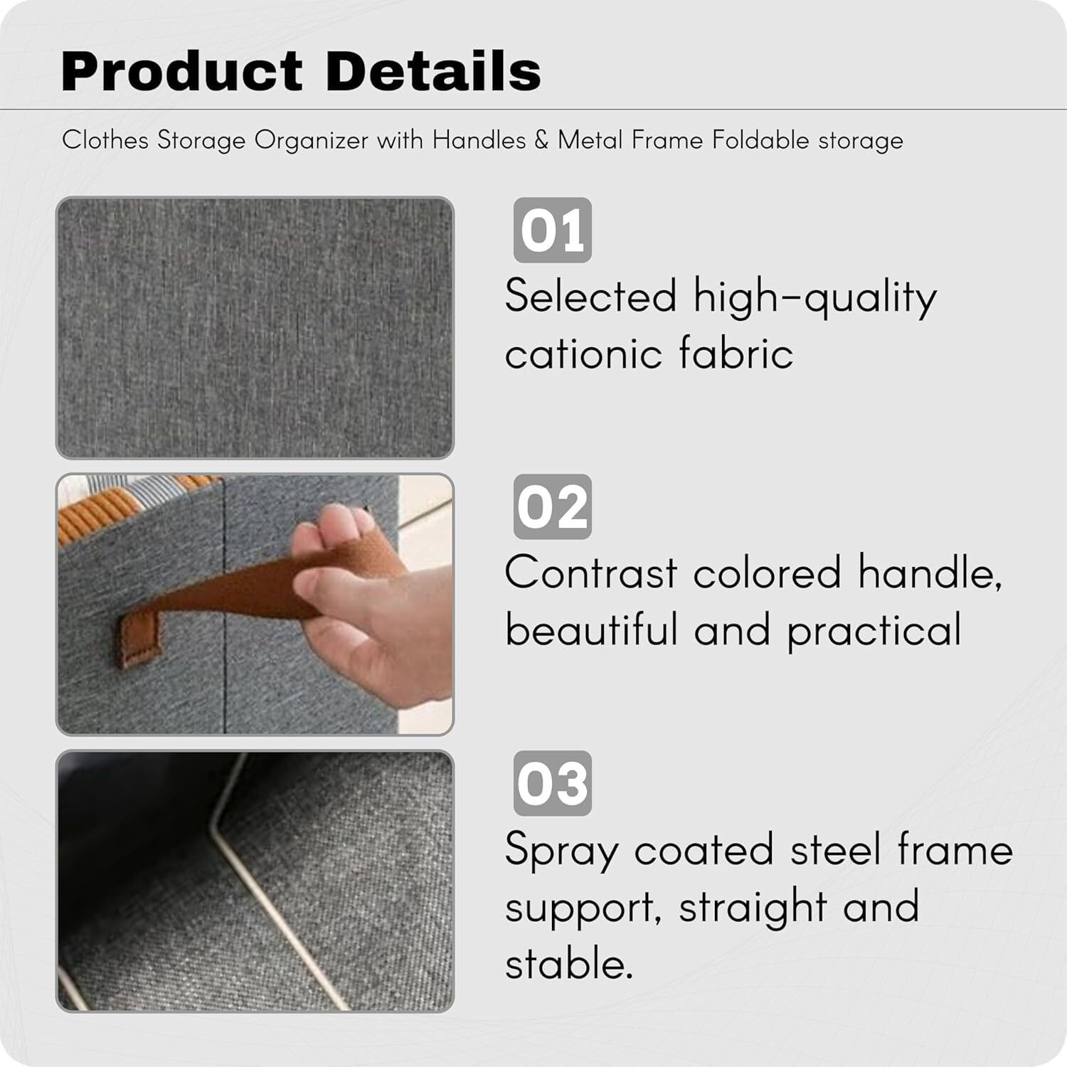 Image of DALUCI wardrobe organizer Foldable Cloth Organizer Box Fabric Wardrobe Storage with Metal Frame & Handle Foldable Cloth Organizer Box for Wardrobe