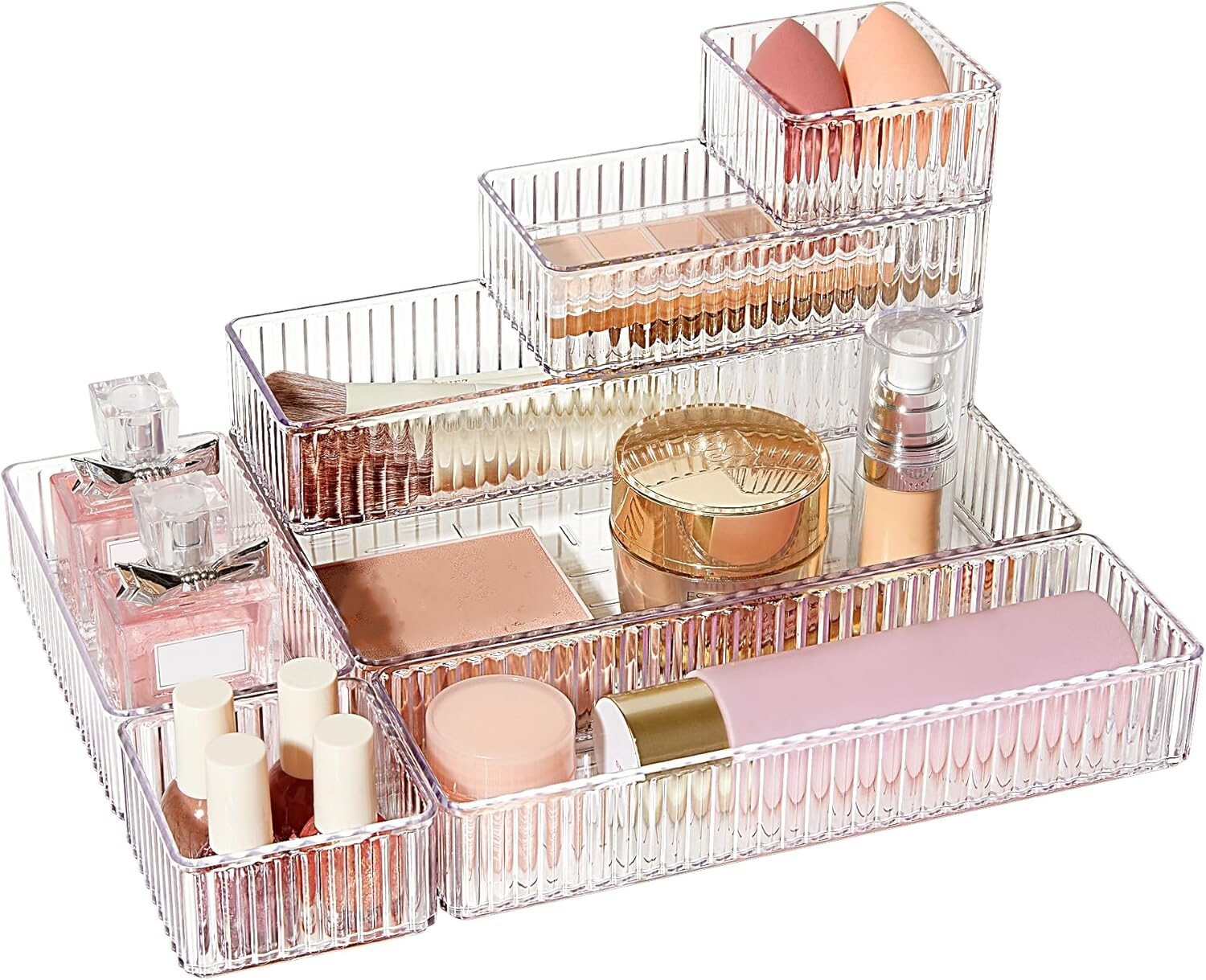 Image of PROTOWARE 7 Pcs Makeup Drawer Organizer Tray - Cosmetic Organiser Containers , Storage Box for Dressing Table Vanity Box