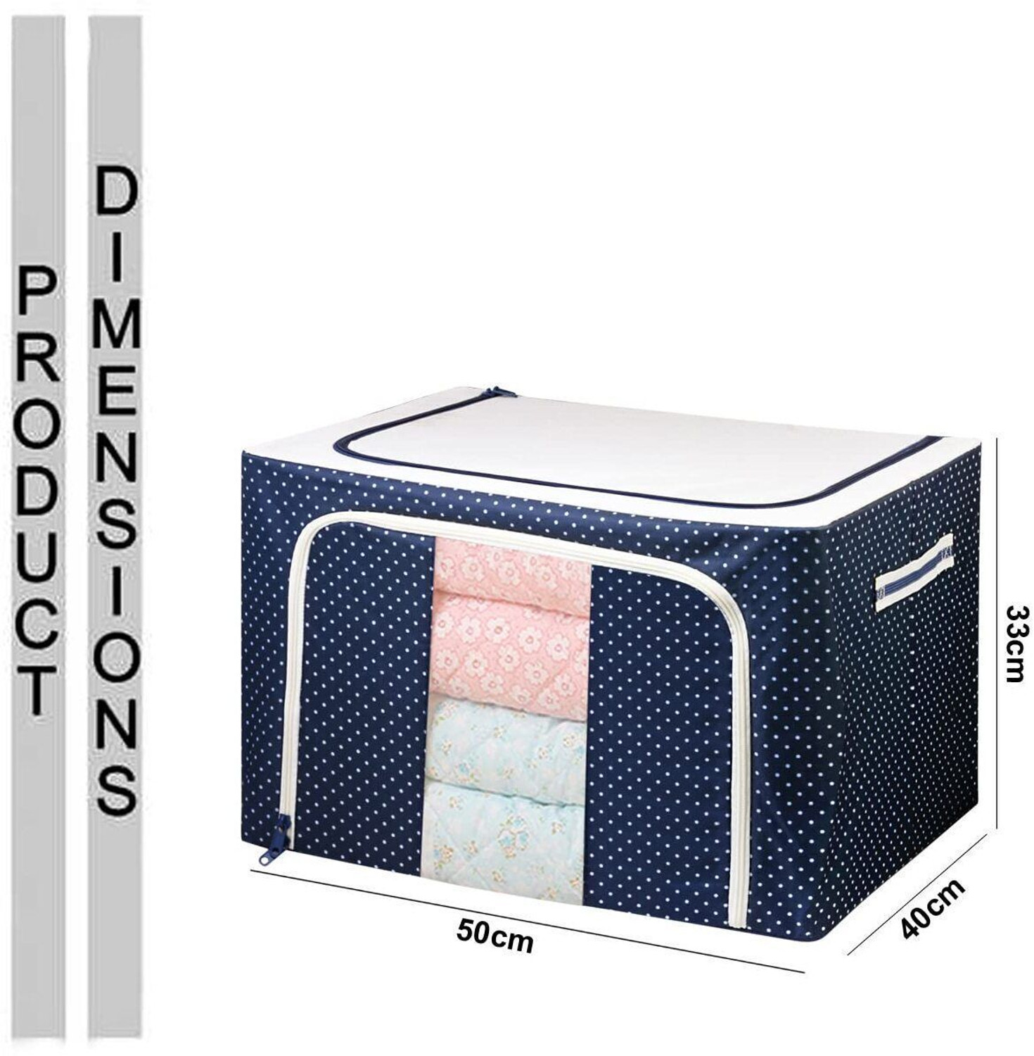 Image of NESTIFY Storage Box For Clothes PACK OF 3 Wardrobe Clothes Organizer 66 Liter Foldable Steel Frame Clothes Organizer Cloth Storage Box Organizer Box With Zipper,Clear Window and Handle Saree Cover Bag Clothes Storage Organizer