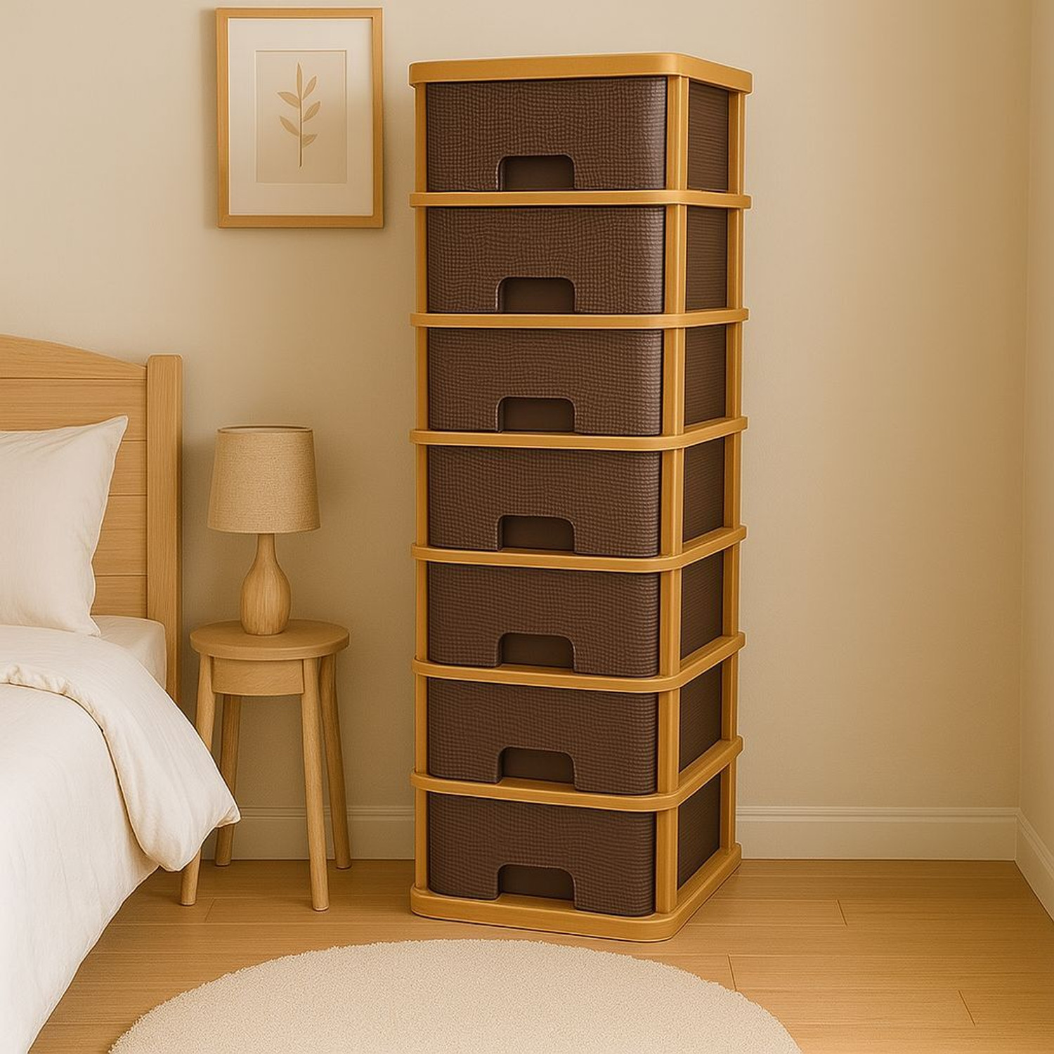 Surety for Safety 7 Layer Brown Plastic Cosmetic & Make-up Organizers Drawer Plastic Cabinet Plastic Kitchen Trolley