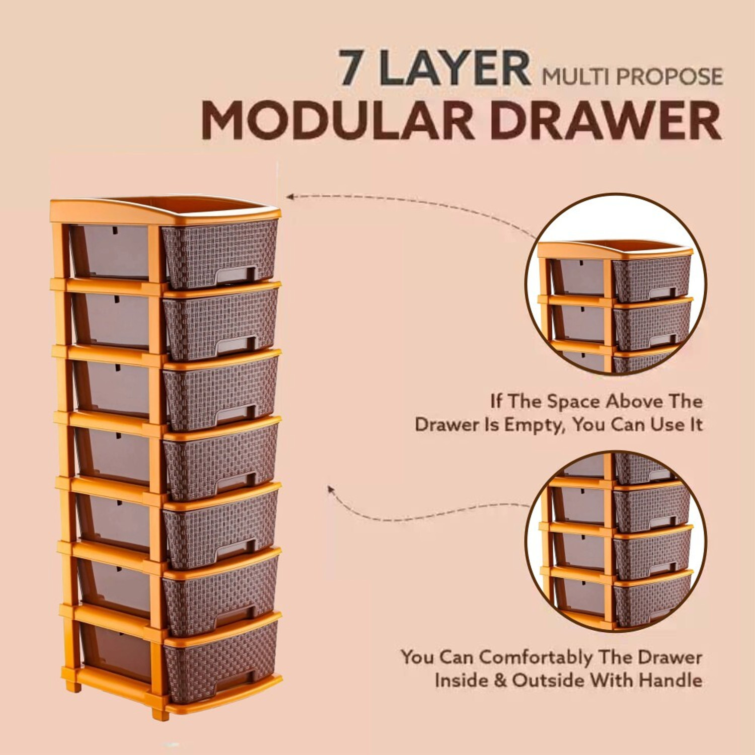 Image of Scrub Daddy multi-purpose plastic storage drawer Plastic 7 Door Almirah