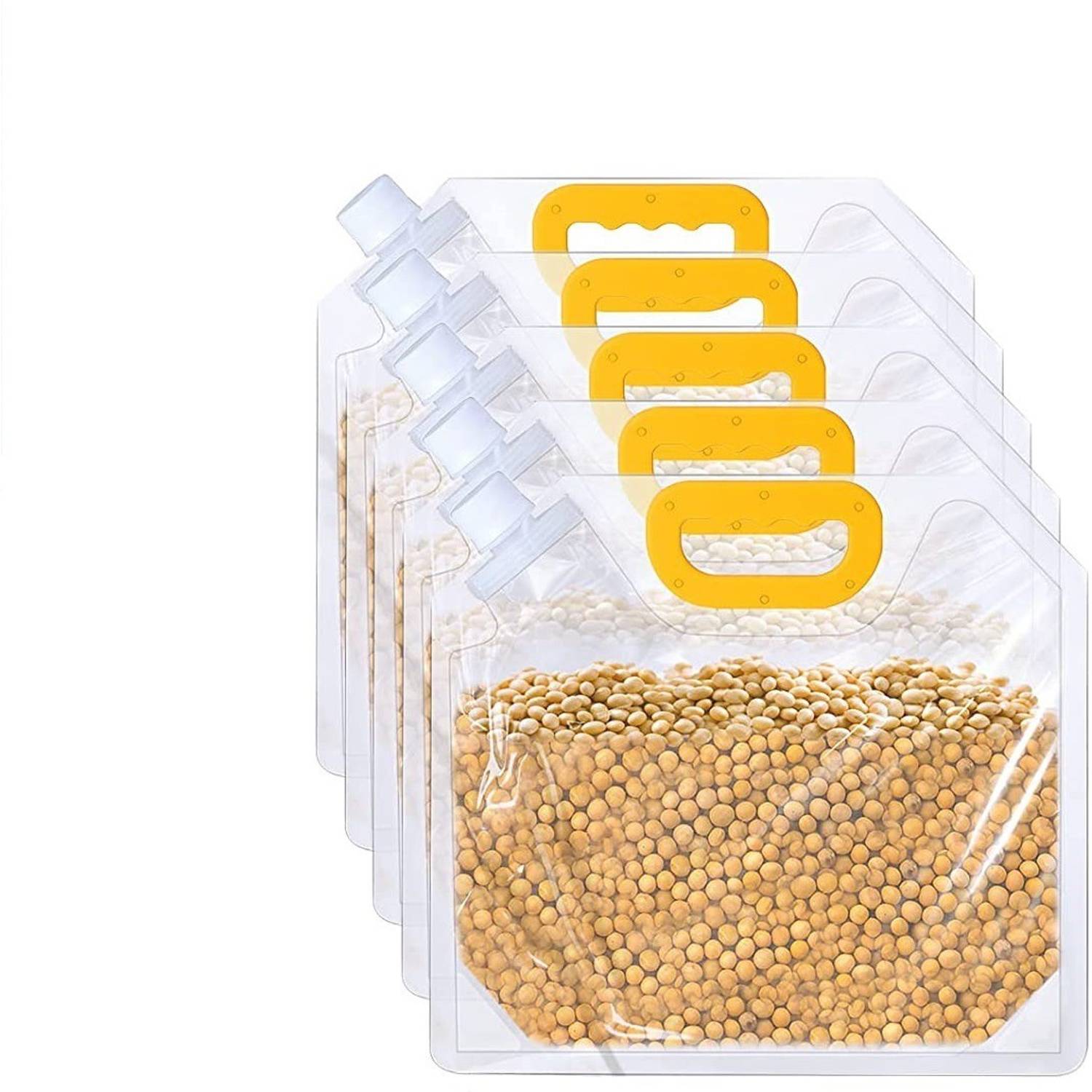 ANADI 1.5 L Kitchen Storage Bag Grains Rice Moisture Proof Sealed Bag Handle Stand Up Plastic Storage Pouch