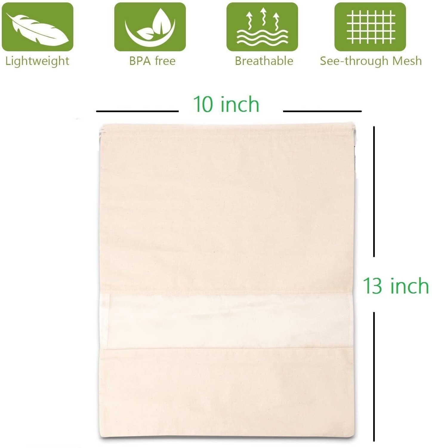 Image of Kottify 100% Cotton Vegetable Sabji Kitchen Freez Storage Pouch for Washable Grocery Bag Cotton Storage Pouch (Pack of 8)