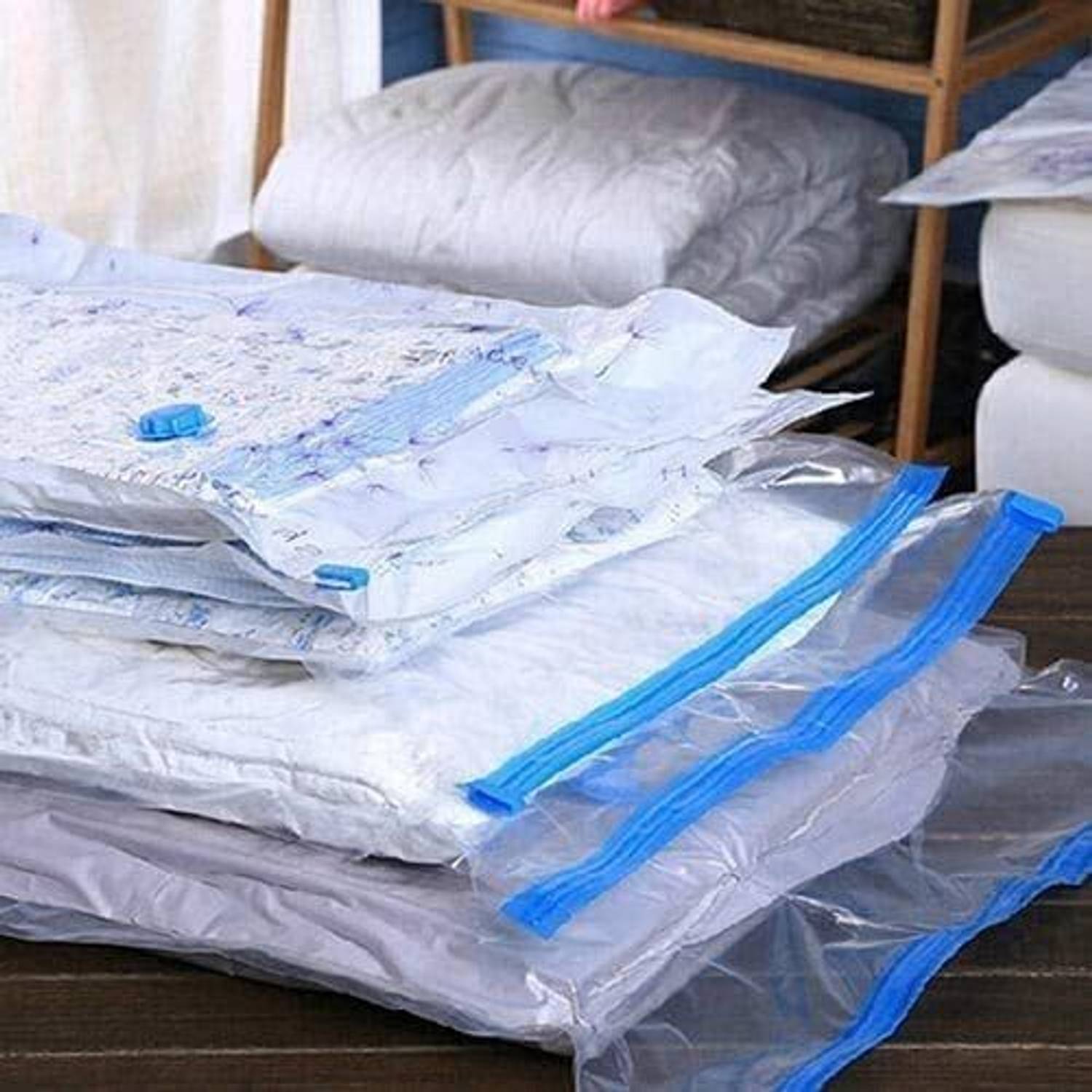 Coozico Vacuum Compression Storage Bags With Hand Pump - Jumbo, 5-Pack Travel Storage Vacuum Bags