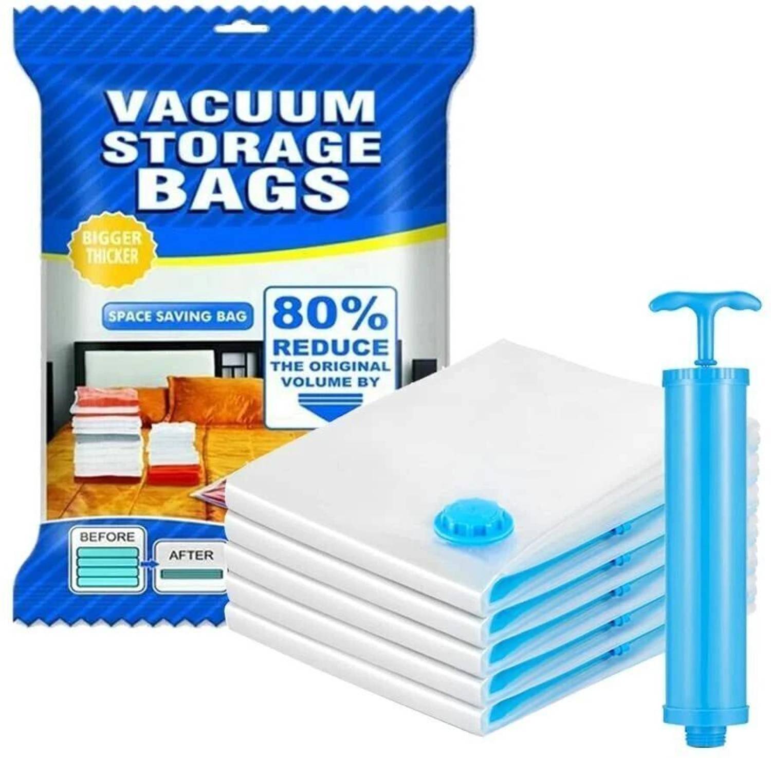 DEAGAN Reusable Vacuum Storage Bags Travel Storage Vacuum Bags (Pack of 5) Travel Storage Vacuum Bags — Accessories