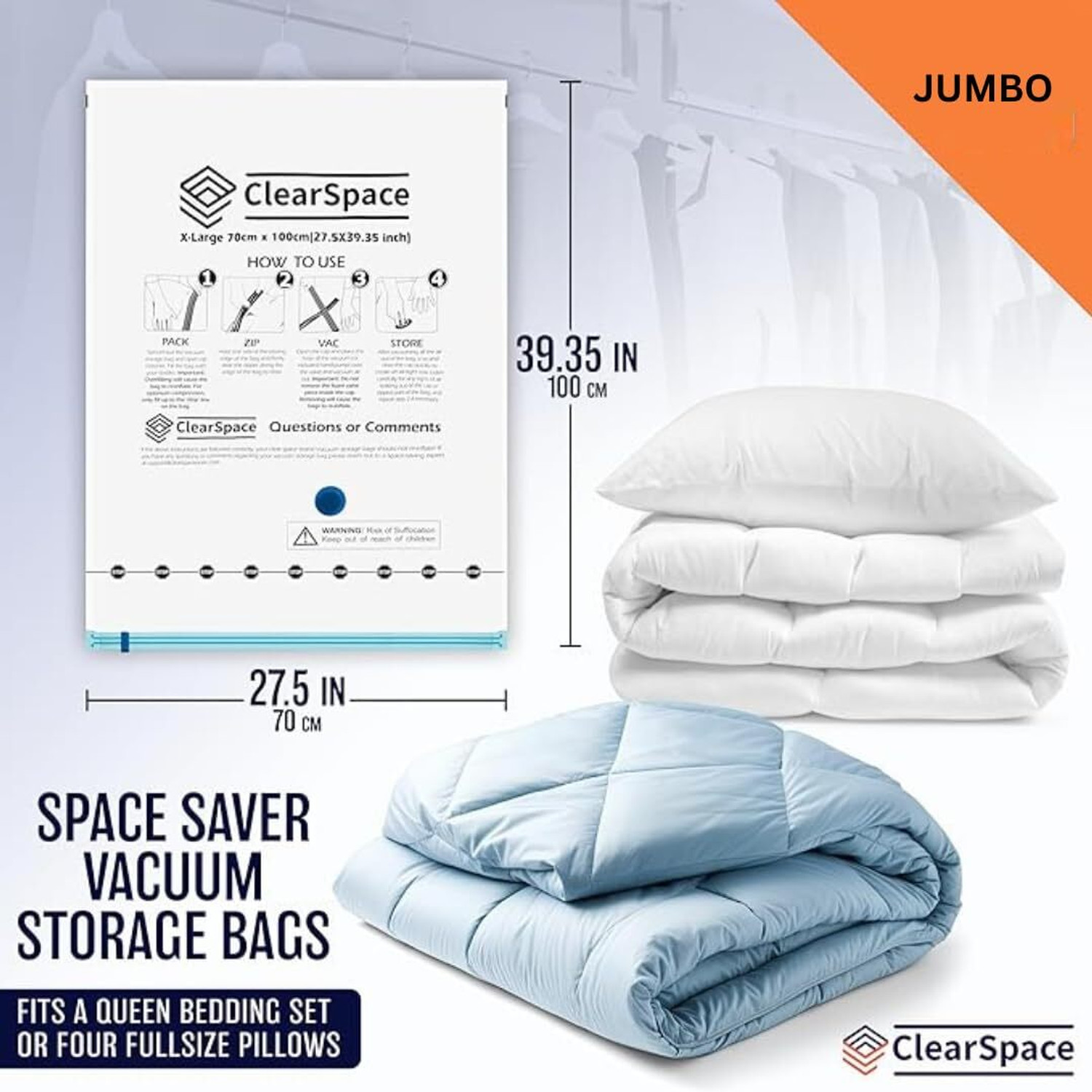 Image of DEAGAN Reusable Vacuum Storage Bags Travel Storage Vacuum Bags (Pack of 5) Travel Storage Vacuum Bags