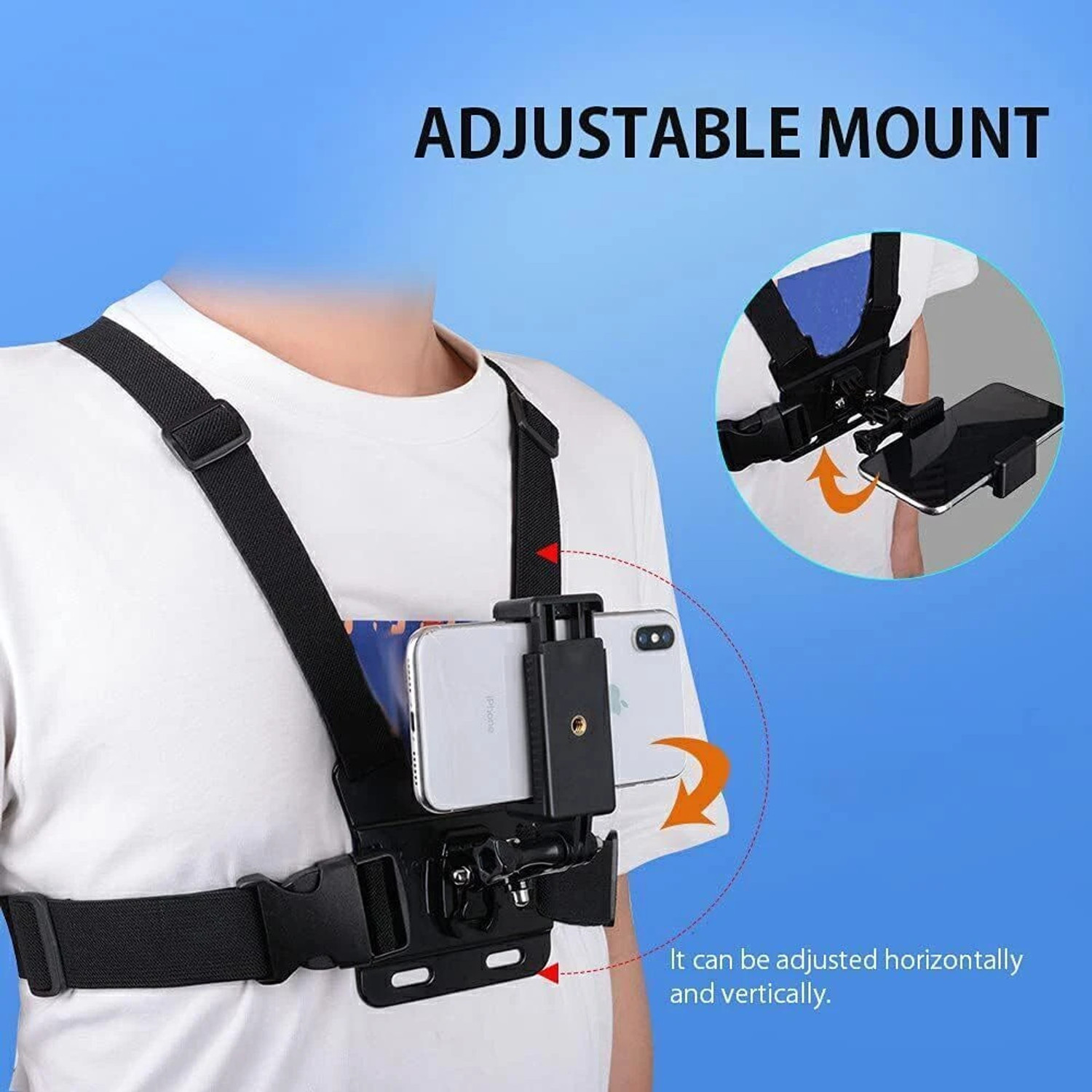 Image of Vinayakam Mobile Phone Chest Mount Strap Holder Helmet Mount for Action Camera DSLR Strap