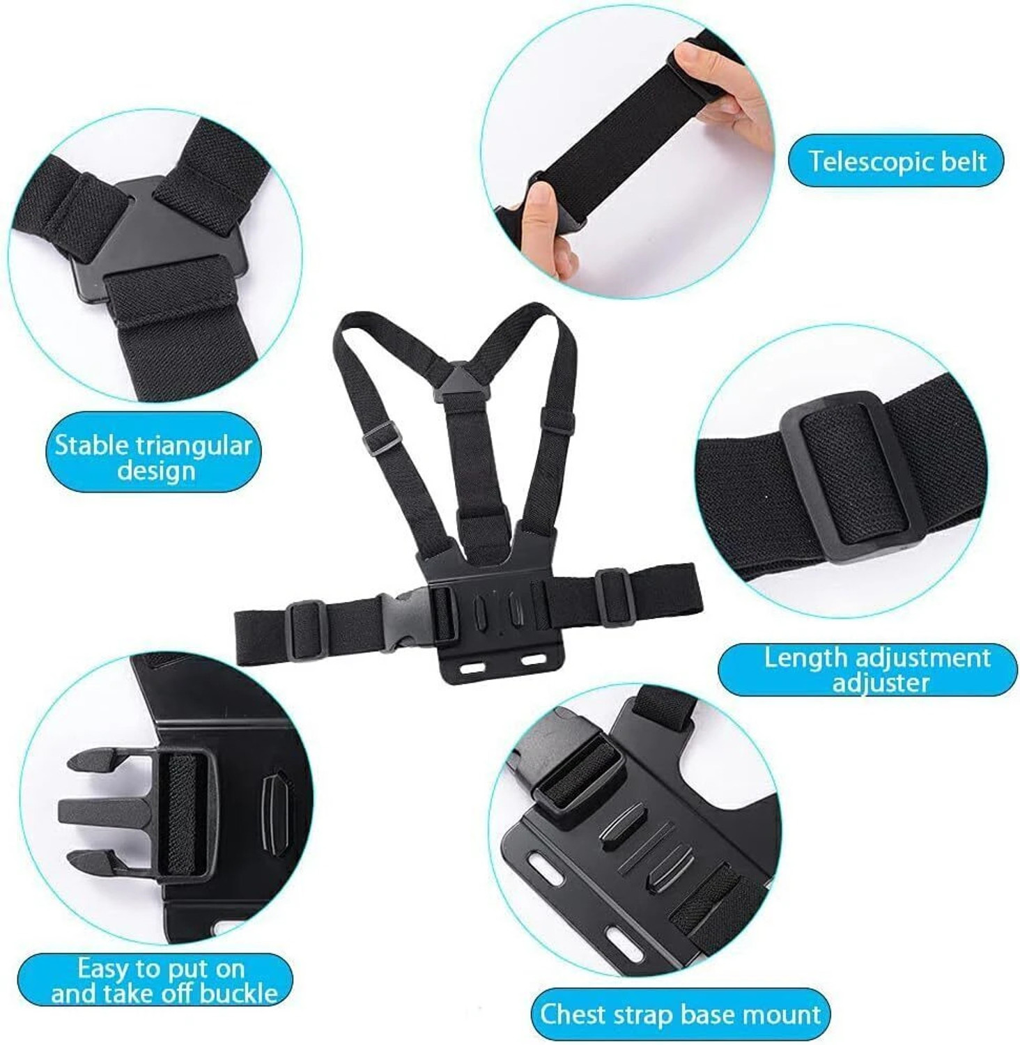 Image of Vinayakam Mobile Phone Chest Mount Strap Holder Helmet Mount for Action Camera DSLR Strap