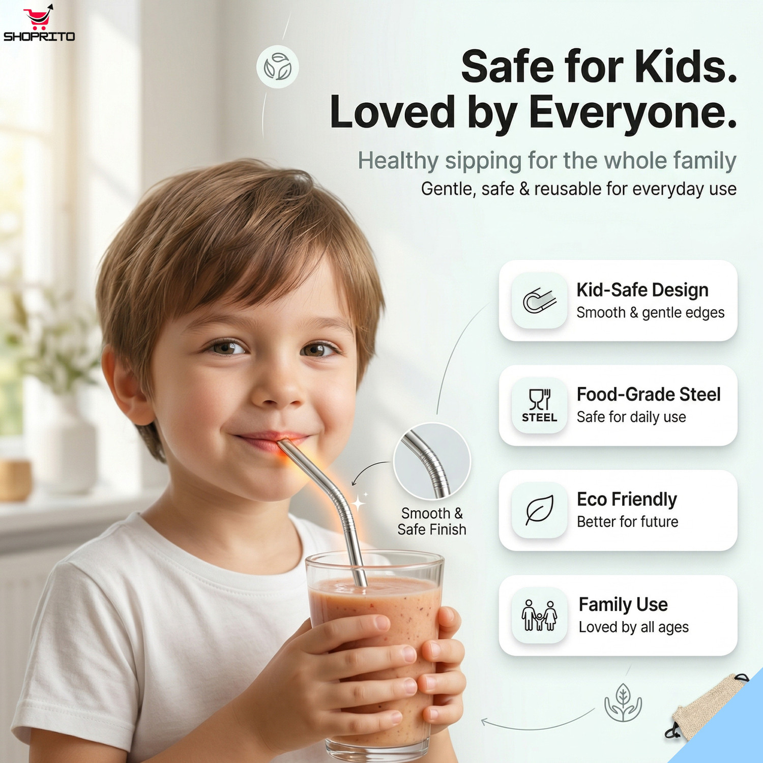 Image of SHOPRITO Bent Drinking Straw