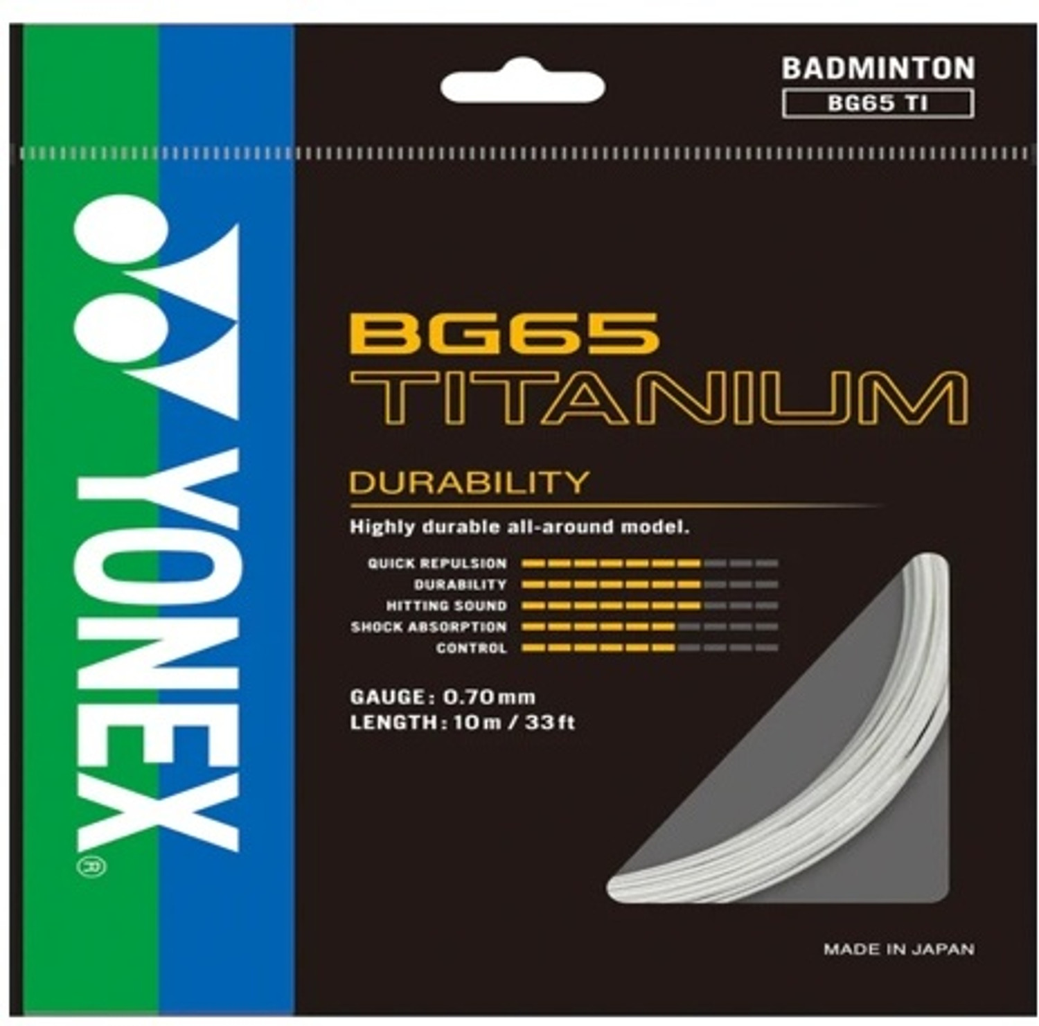 Image of YONEX BG 65 Titanium 0.7 Badminton String - 10 m