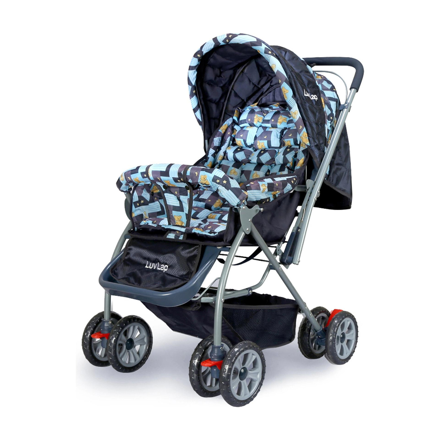 Image of LuvLap Starshine Stroller /Pram, Easy Fold for Newborn Baby /Kids, 0-3 Years, Stroller (3, Dark Blue)