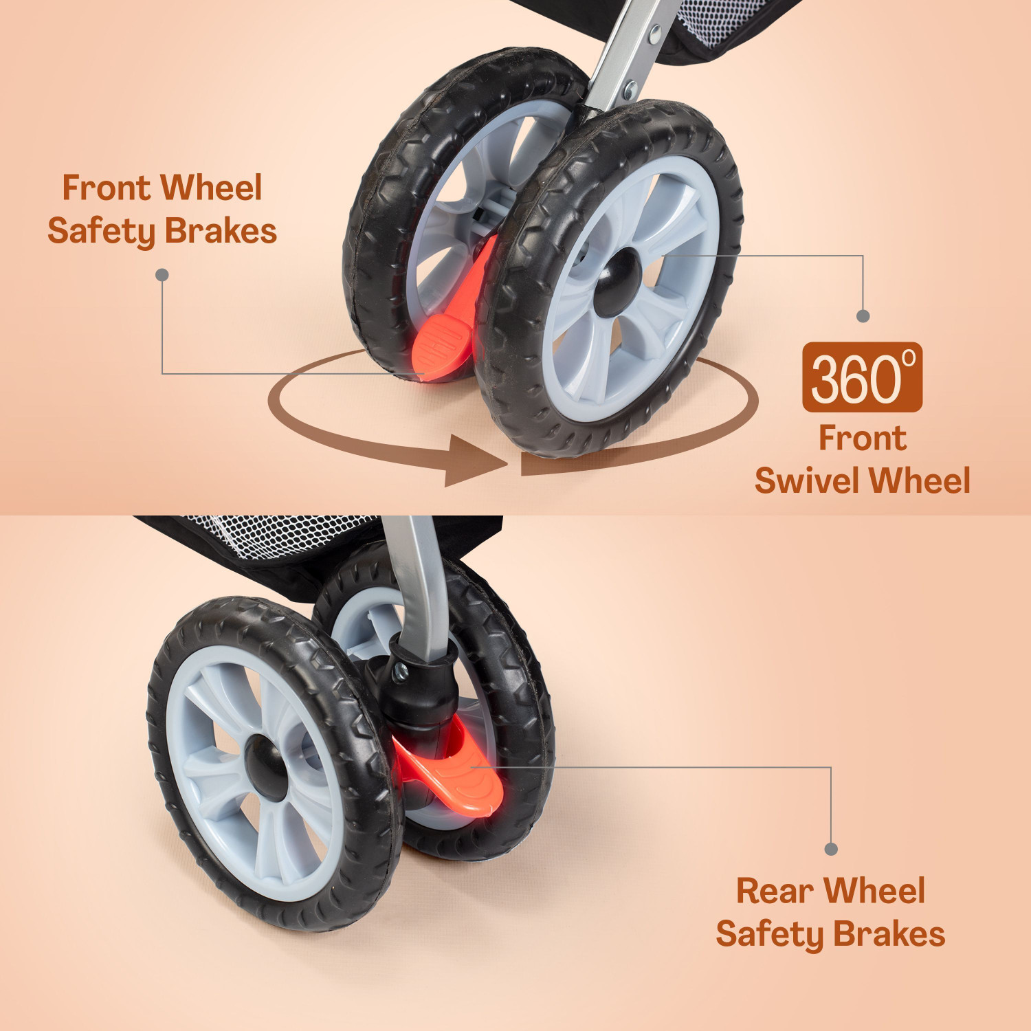 Image of LuvLap Sunshine Stroller /Pram, Easy Fold, for Newborn Baby /Kids, 0-3 Years, Stroller (3, Orange)