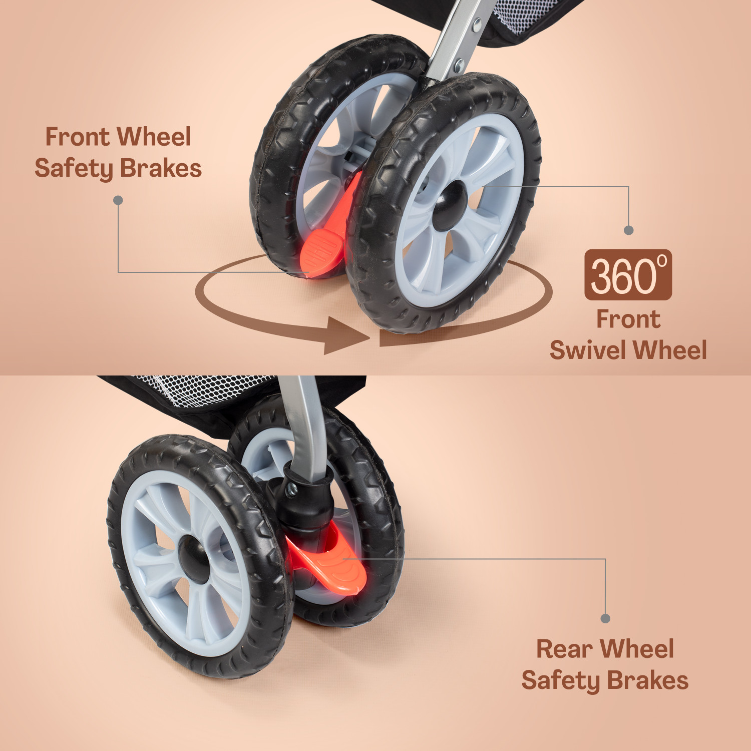 Image of LuvLap Sunshine Stroller /Pram, Easy Fold, for Newborn Baby /Kids, 0-3 Years, Stroller (3, Orange)