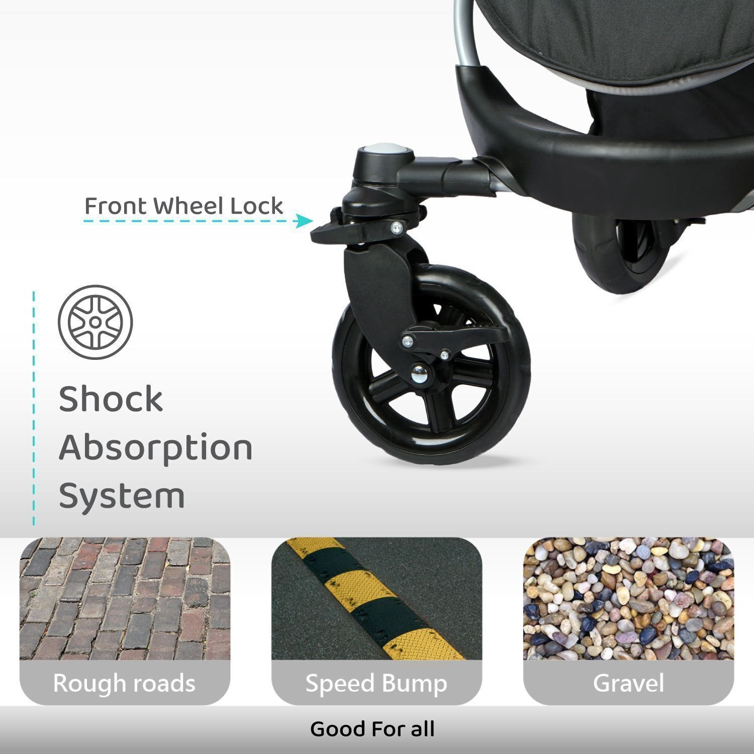 Image of R for Rabbit Chocolate Ride Stroller Black Grey Stroller (Multi, Black, Grey)