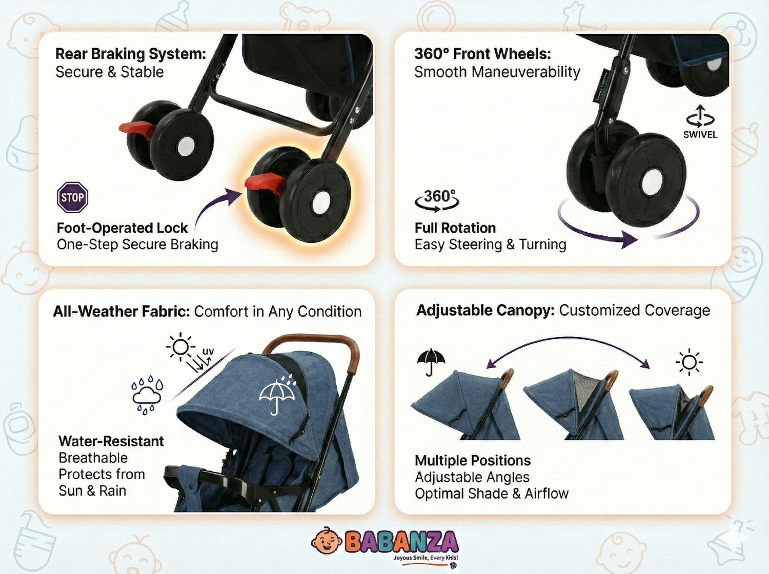 Image of Babanza Baby Stroller Pram