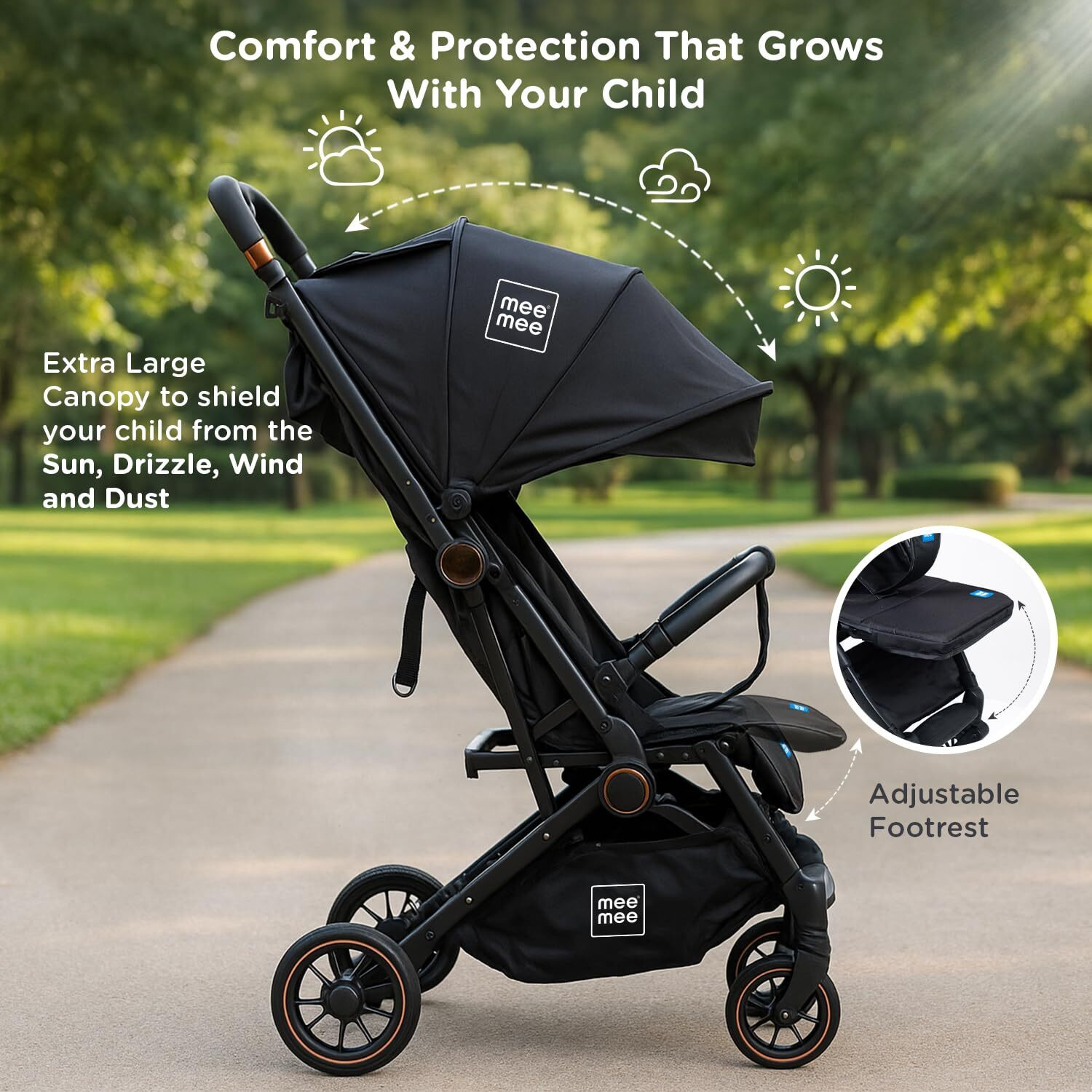Image of MeeMee Air Luxe Baby Stroller for 0-3 Years, Baby & Kids, Safety Harness & Basket Pram