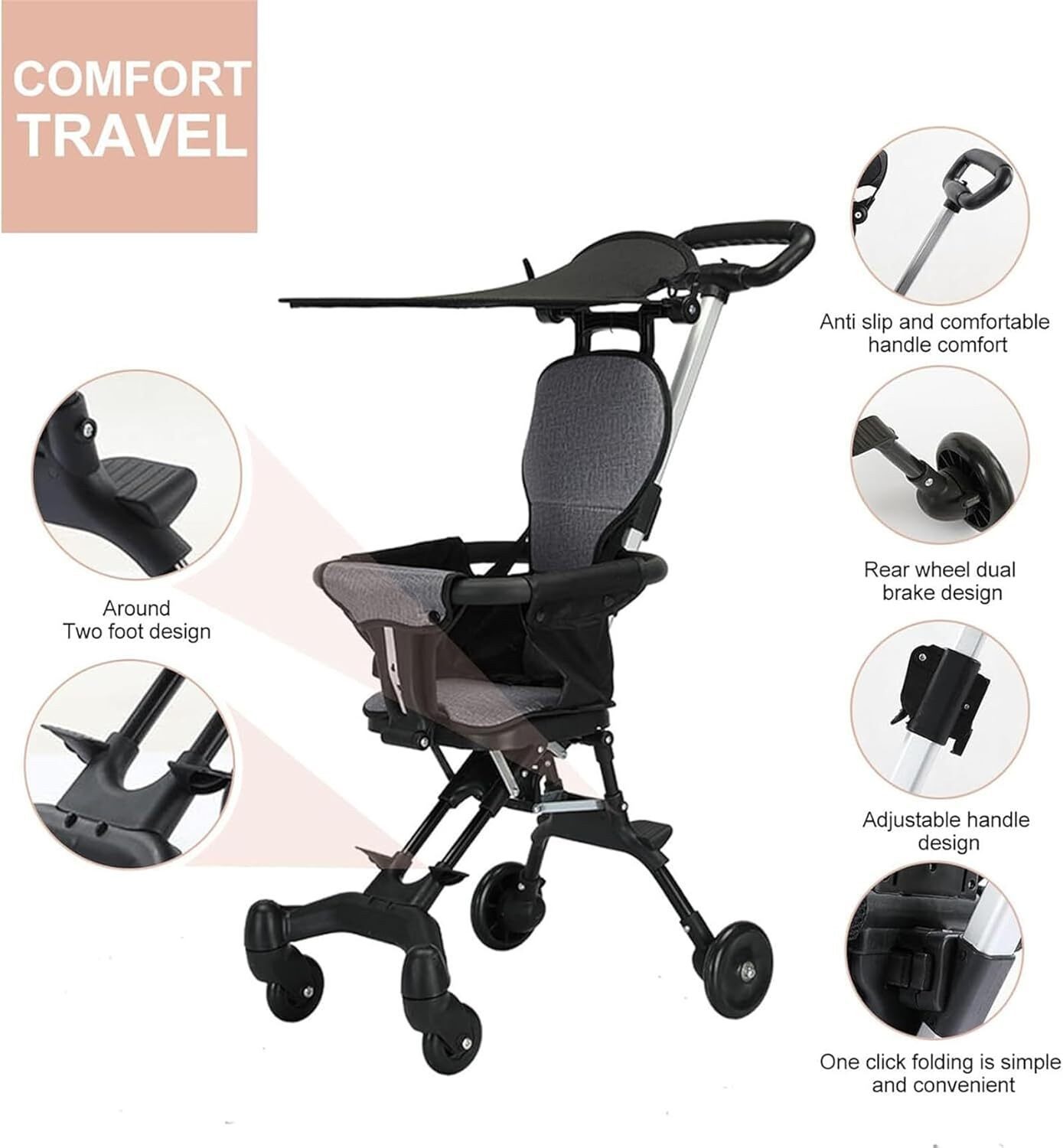 Image of Clefairy Baby Lightweight Stroller, Convenience Travel Stroller Stroller