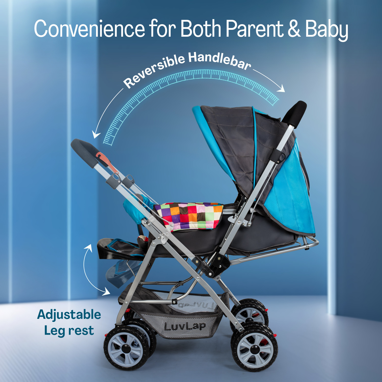 Image of LuvLap Sunshine Stroller /Pram, Easy Fold, for Newborn Baby /Kids, 0-3 Years, Stroller