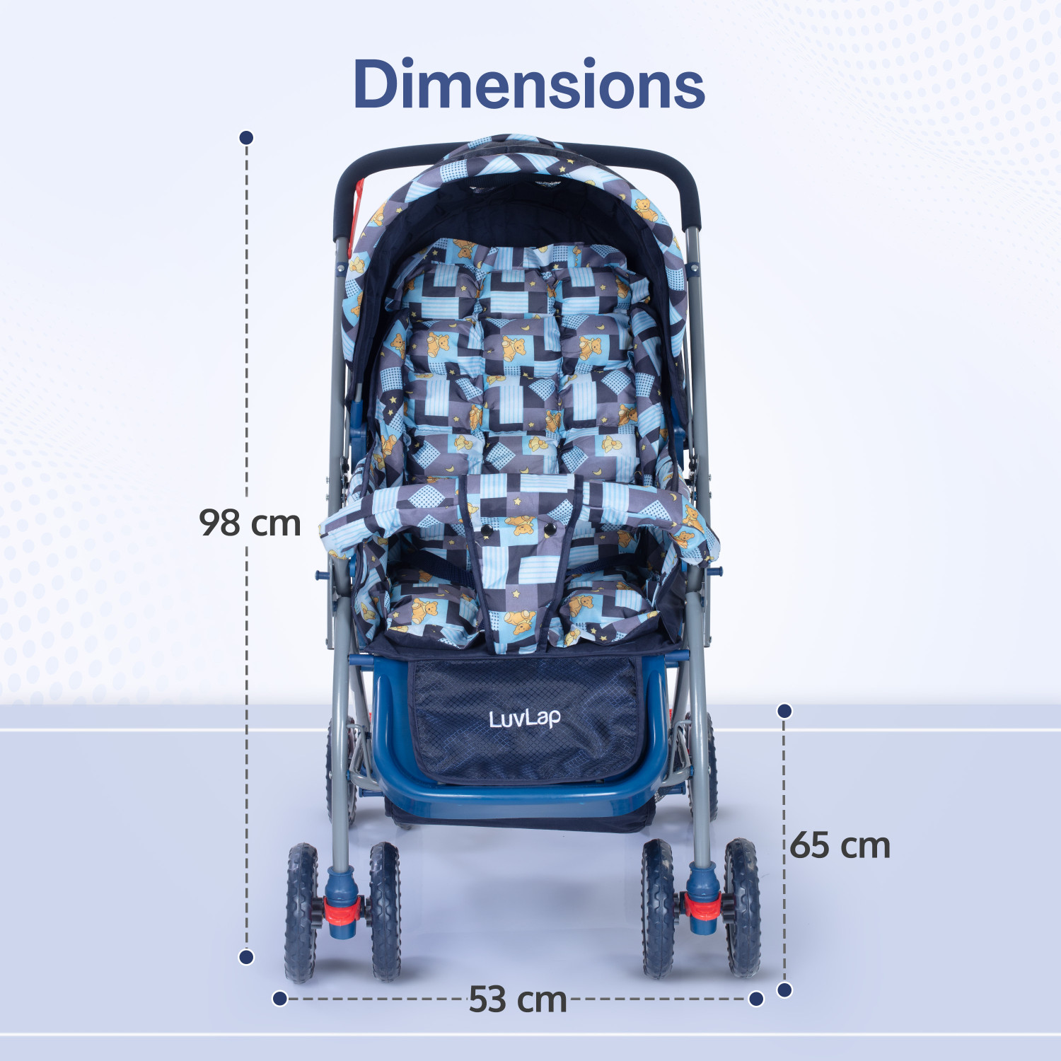 Image of LuvLap Starshine Stroller /Pram, Easy Fold for Newborn Baby /Kids, 0-3 Years, Stroller (3, Dark Blue)