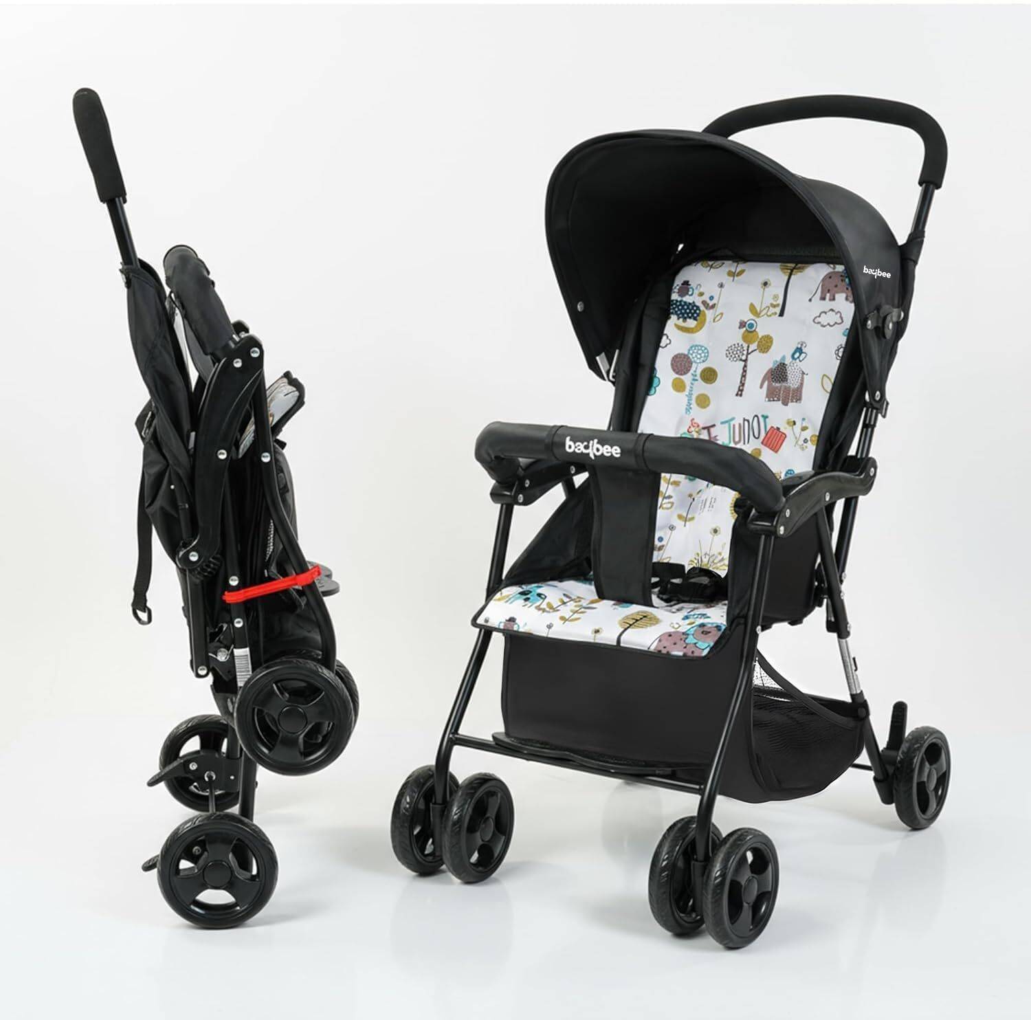 baybee Baby Stroller Pram with Canopy, Parent Handle, Adjustable Seat, and Safety Belt Stroller