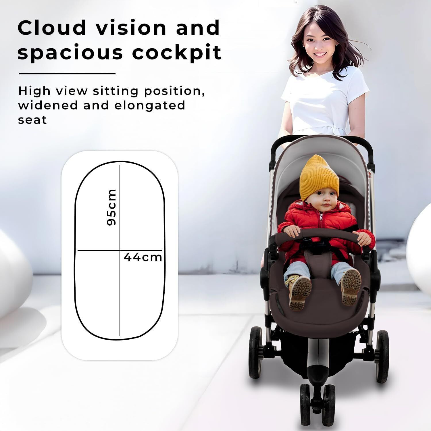 Image of StarAndDaisy Baby Stroller | Pram for kids with Wheel Brake - New Born Girl & Boy Stroller Stroller