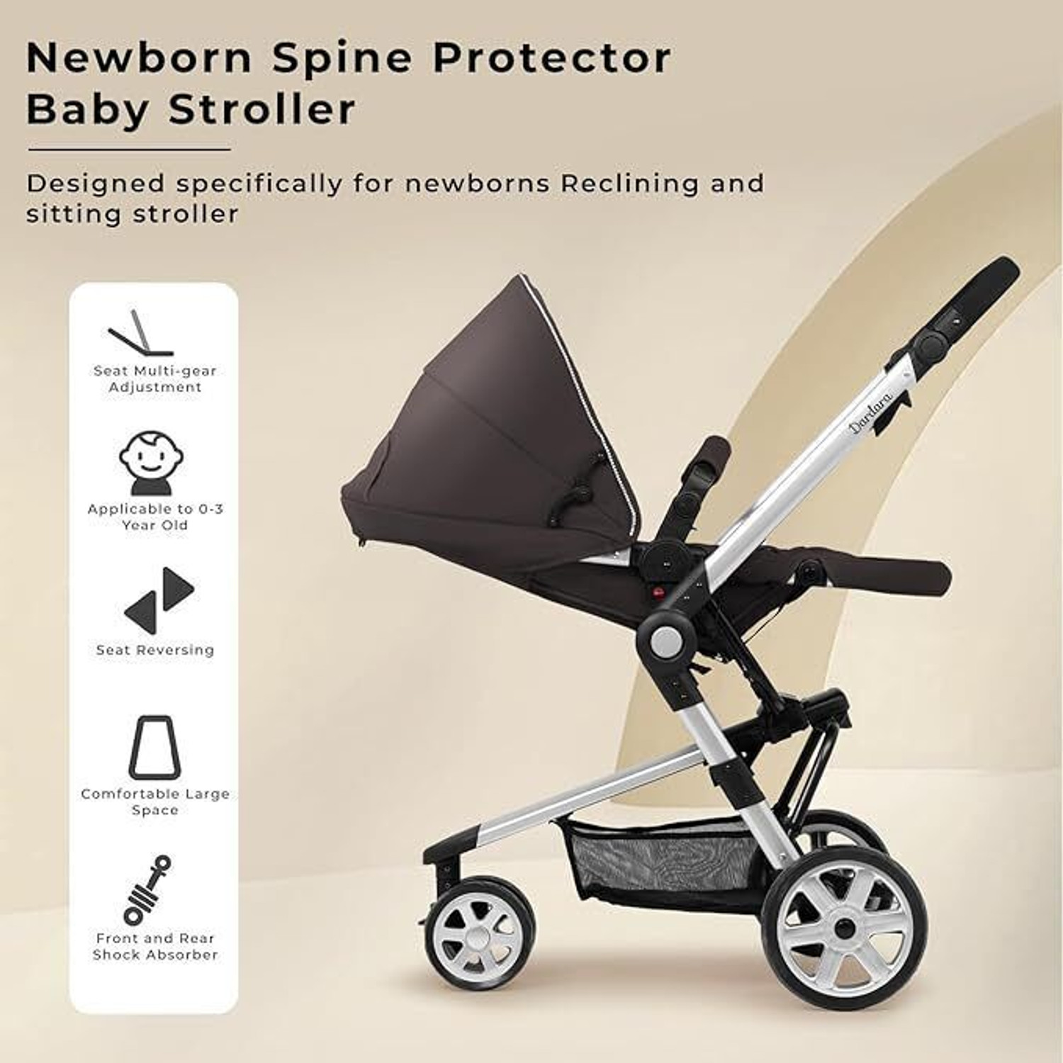 Image of StarAndDaisy Baby Stroller | Pram for kids with Wheel Brake - New Born Girl & Boy Stroller Stroller