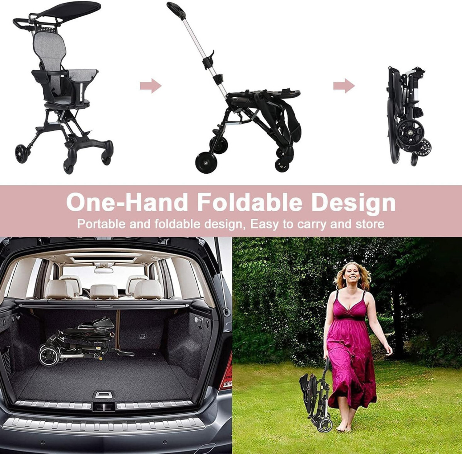 Image of geeo Lightweight Foldable Baby Stroller - Compact, Comfortable, and Travel-Friendly Stroller