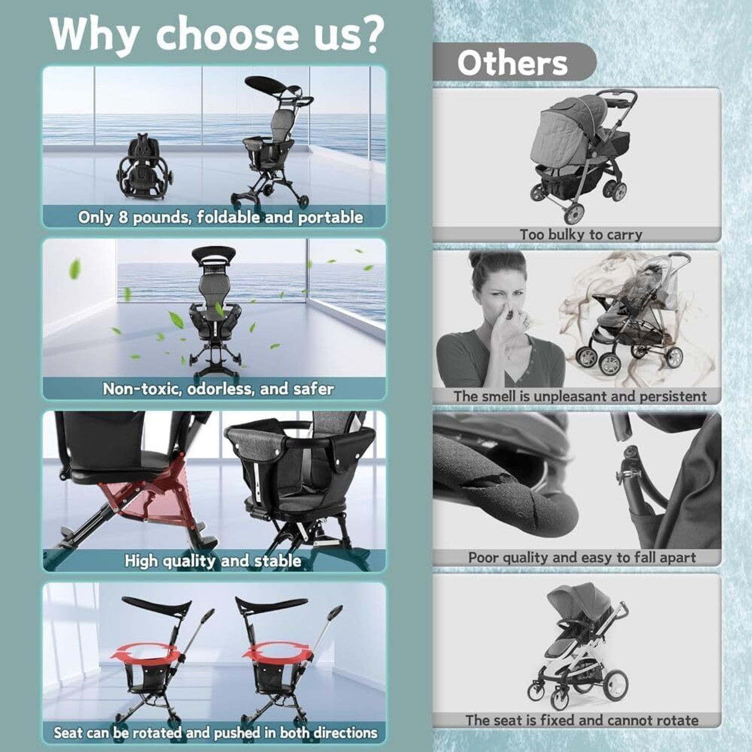 Image of Deoxys Baby Stroller, Infant Lightweight Travel Stroller, Folding Travel Cabin Stroller
