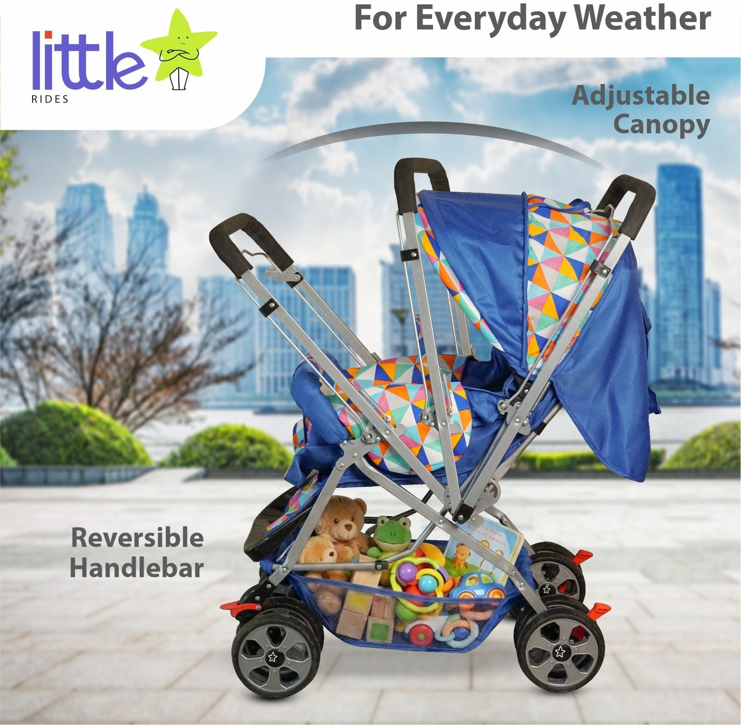Image of LITTLE RIDES Premium Baby Foldable Travel Stroller for Kids 360 Shock-Absorbing Wheels Stroller