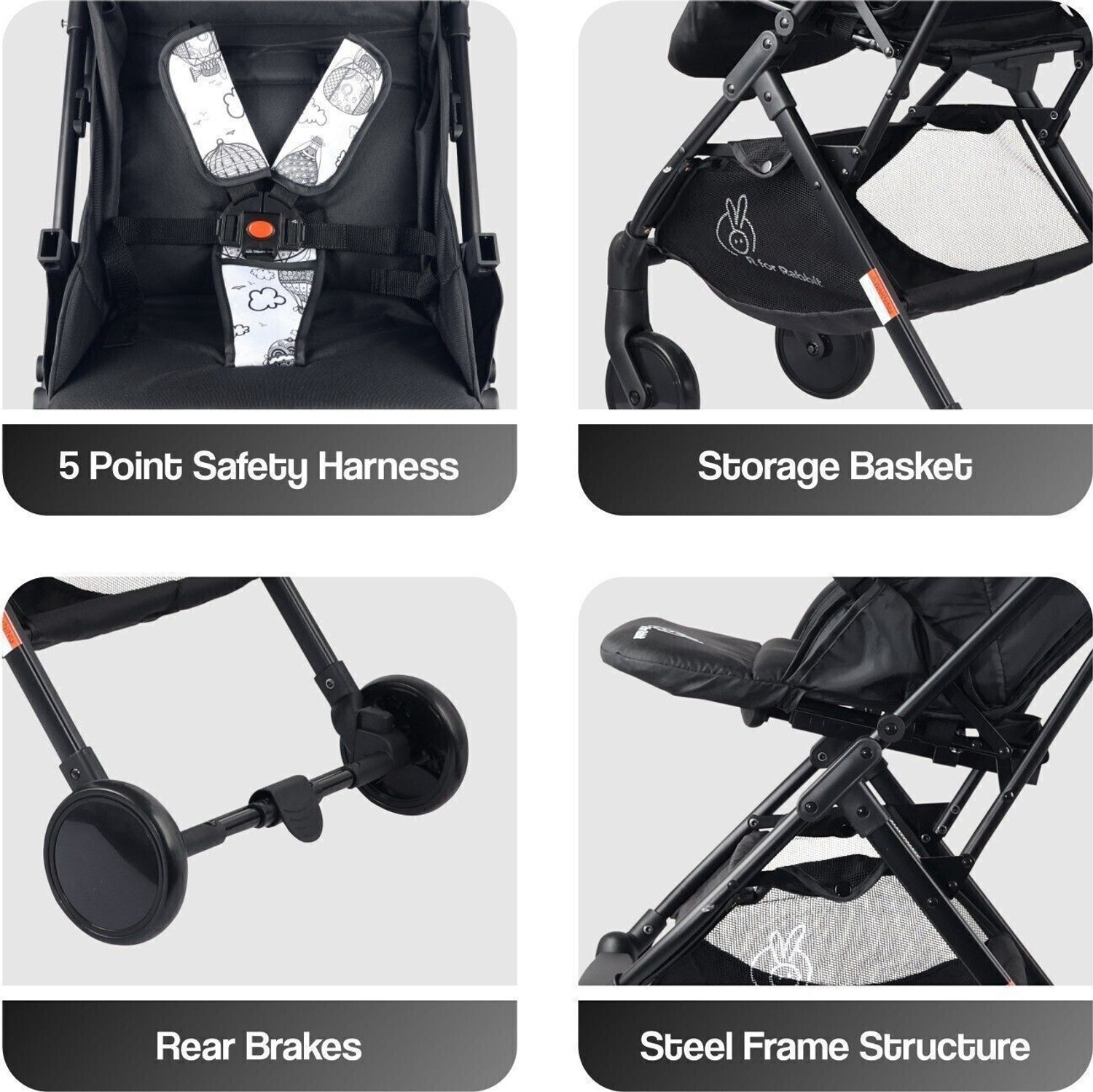 Image of R for Rabbit Pocket Baby Stroller Lite Portable Pre Installed Baby Stroller & Pram Stroller