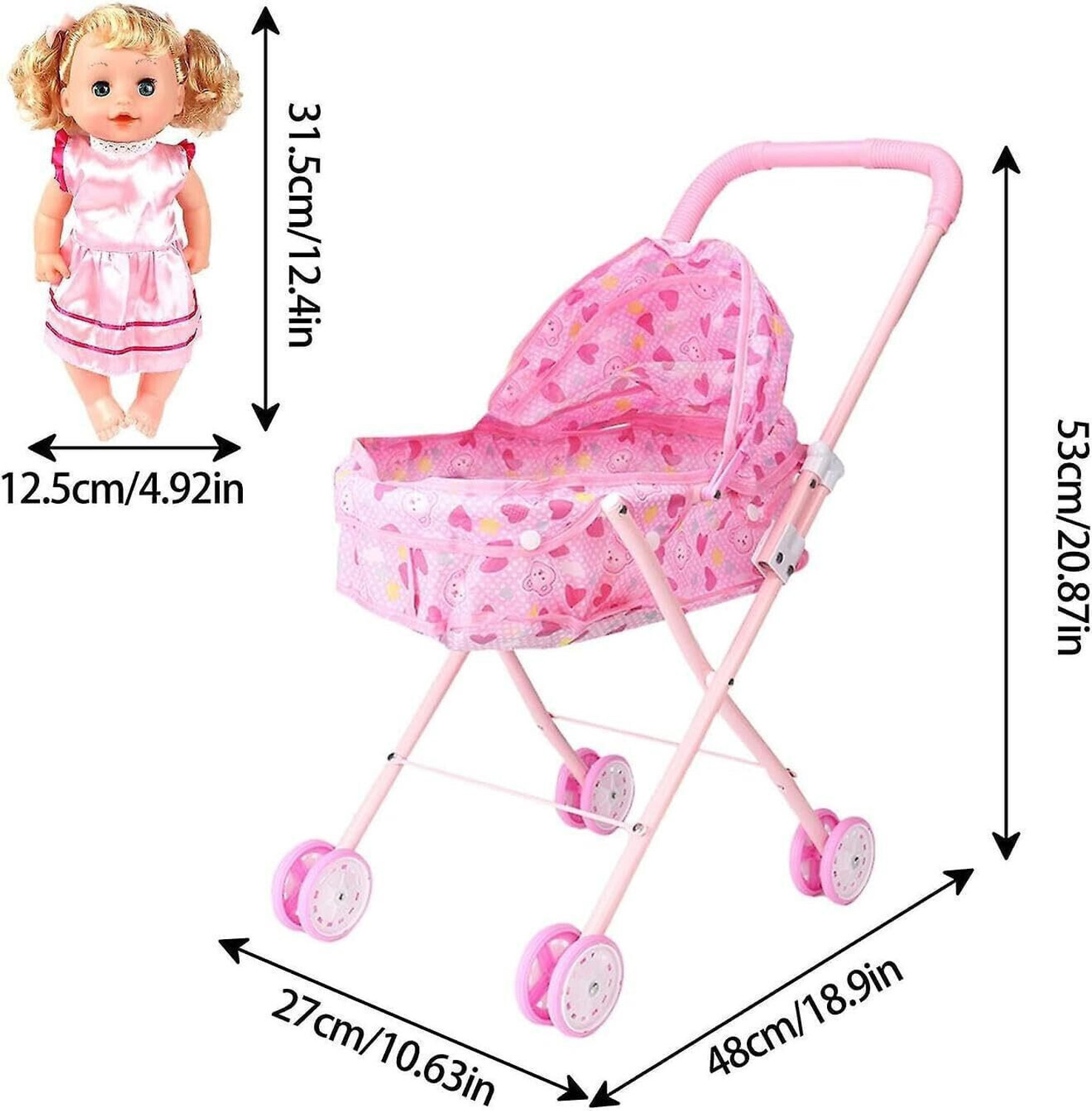 Image of GiftCorner Baby Doll with pram and free poppet Pram