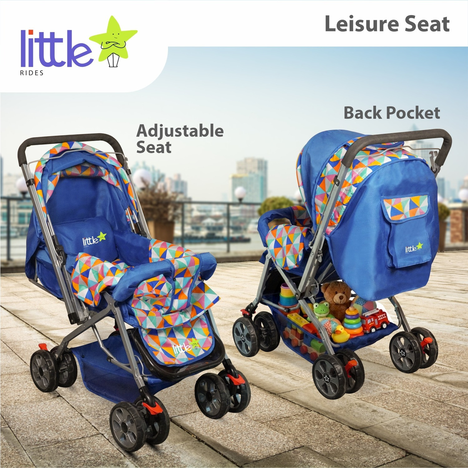 Image of LITTLE RIDES Premium Baby Foldable Travel Stroller for Kids 360 Shock-Absorbing Wheels Stroller