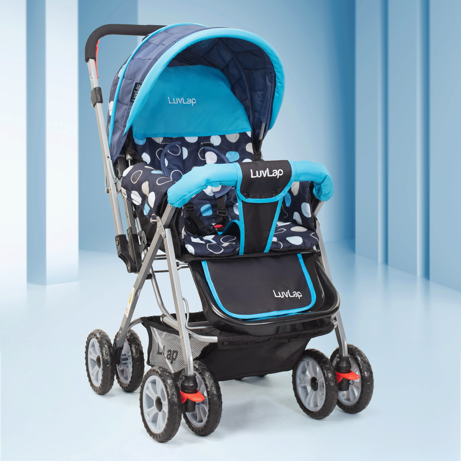Image of LuvLap Sunshine Stroller /Pram, Easy Fold, for Newborn Baby /Kids, 0-3 Years, Stroller (3, Blue)