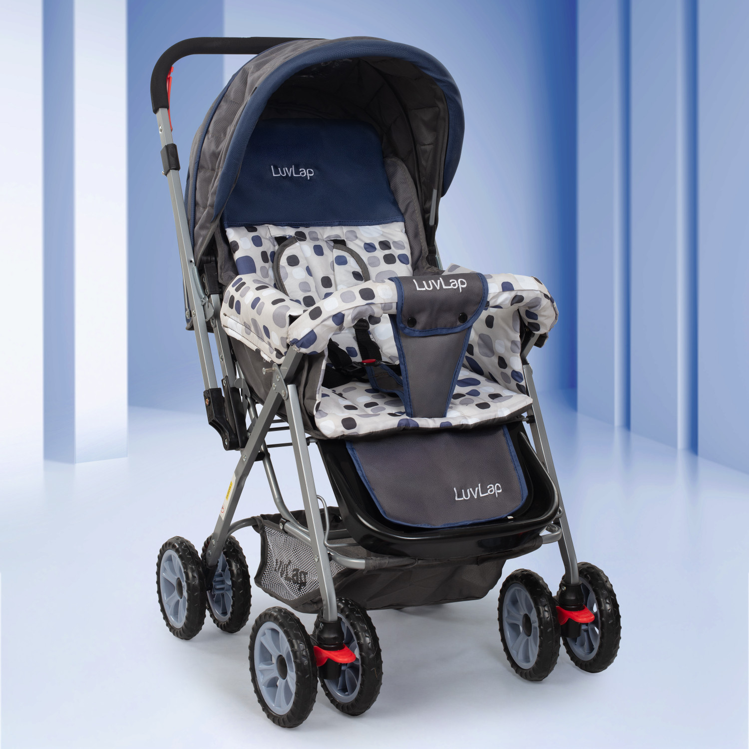 Image of LuvLap Sunshine Stroller /Pram, Easy Fold, for Newborn Baby /Kids, 0-3 Years, Stroller (3, Navy Blue)