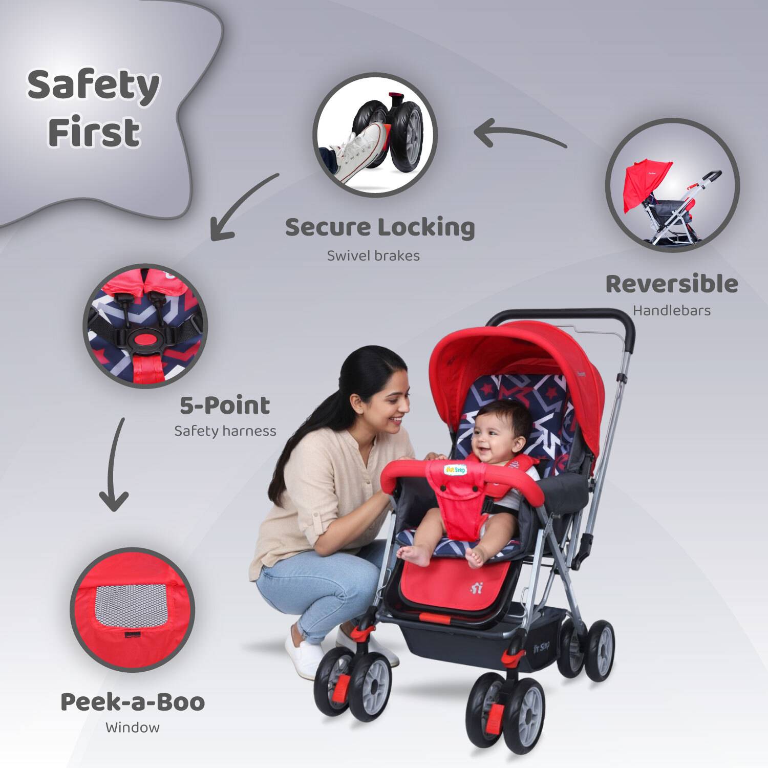 1st Step Yoyo Baby Stroller With 5 Point Safety Harness And
