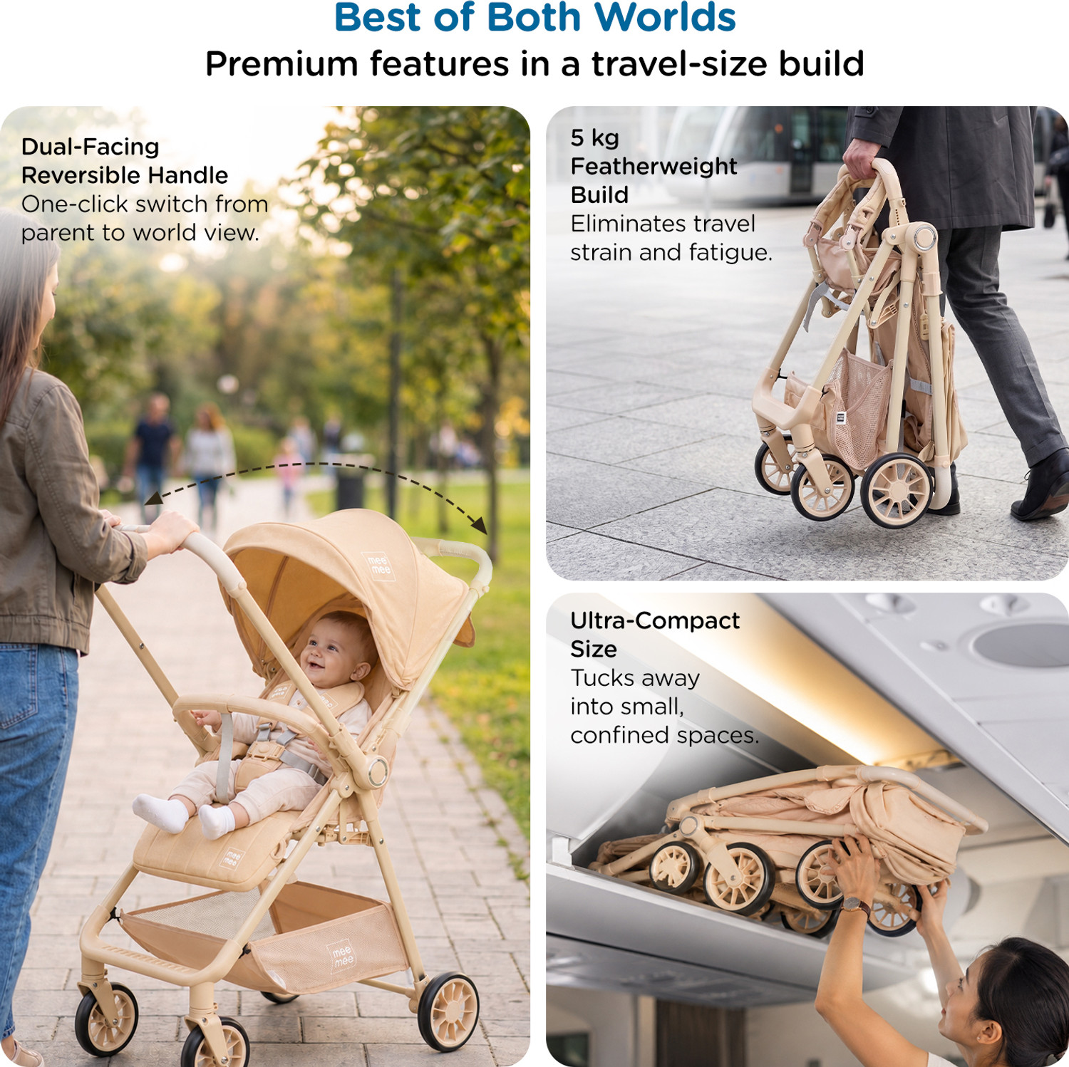 Image of MeeMee Easy Go Baby Stroller for 0-3 Years, Baby & Kids With 5 Point Safety Harness Pram