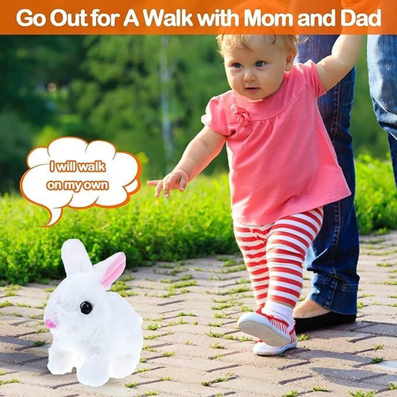 Image of Bitline Bunny Toy with Sounds Jumping Rabbit Wiggling Ears Twitching Mouth and Nose - 7 cm