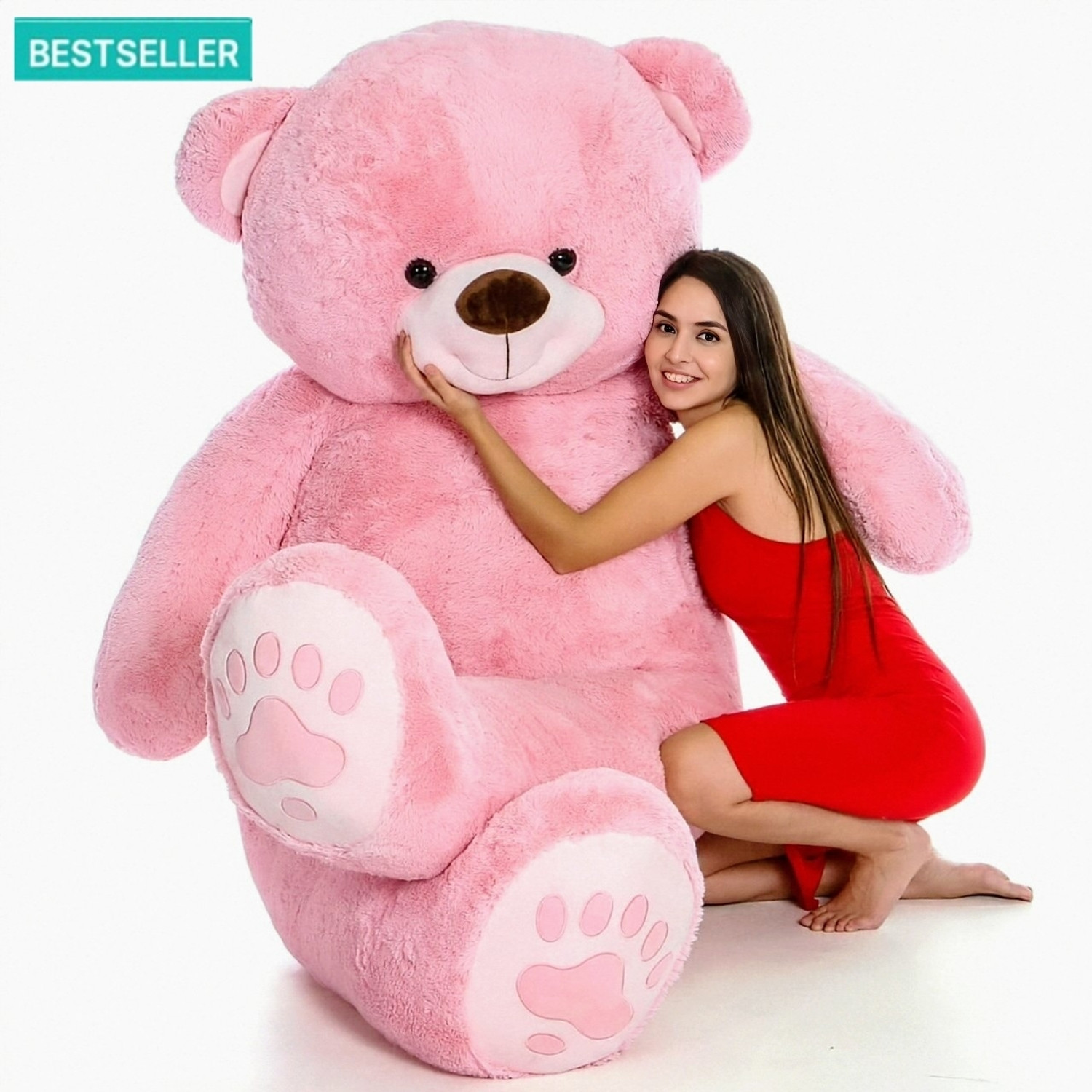 Image of KHUSHBU ENTERPRISES Pink Hugster 6FT Teddy is a soft, cute giant teddy perfect for hugs and gifts. - 72 inch