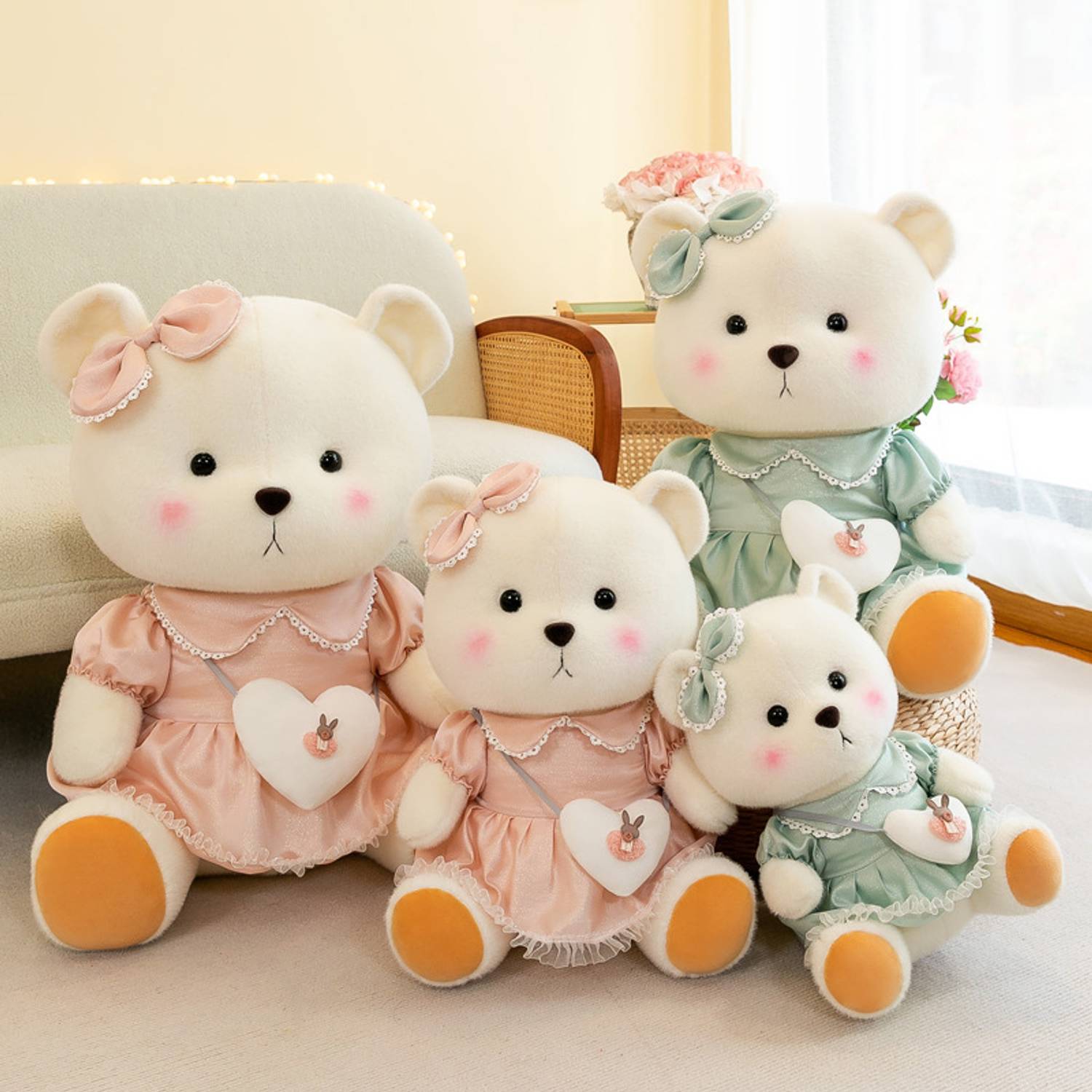 AN Teddy Lily Love Floral Dress Bear Doll Plush Toy Teddy Bear Hug